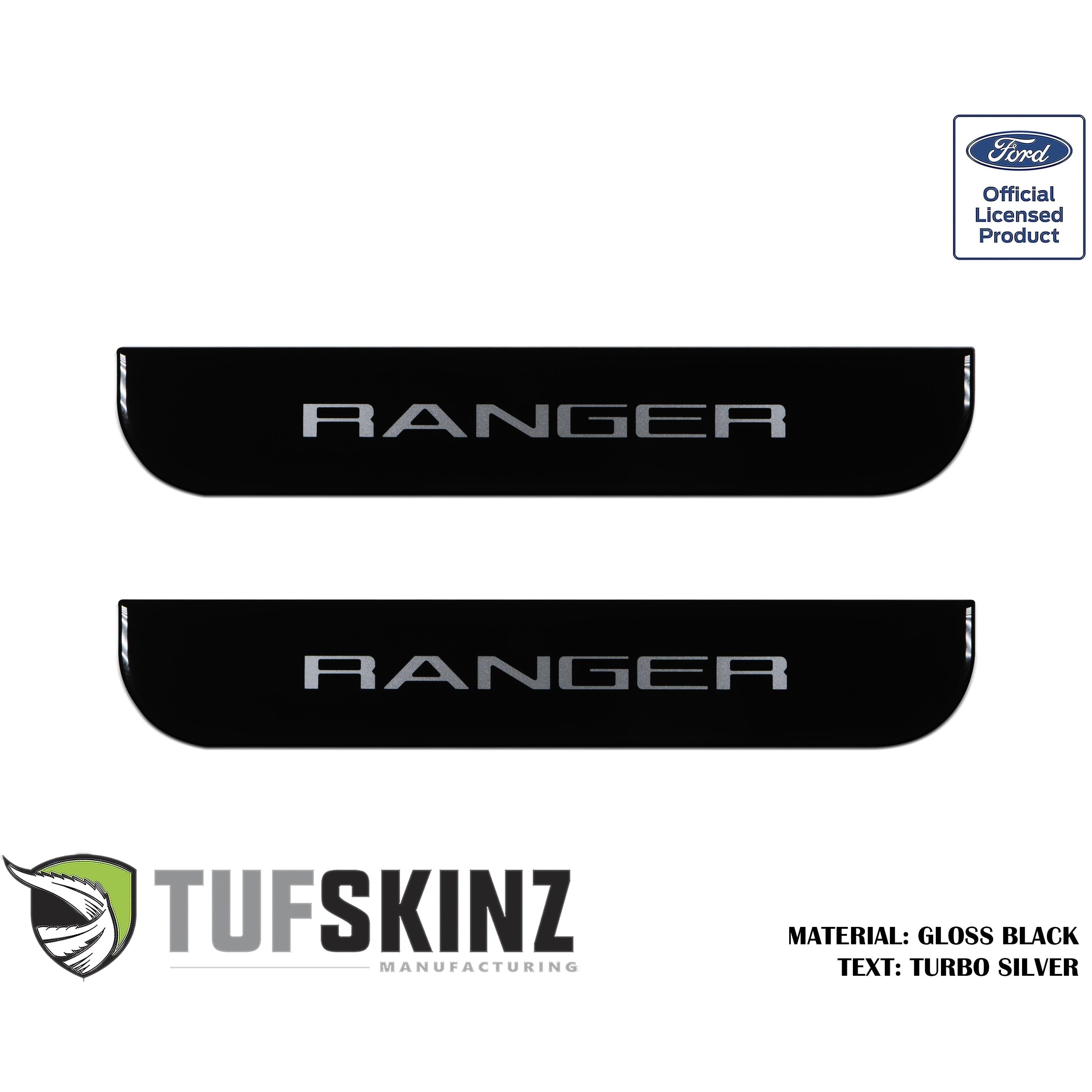 SuperCrew Rear Door Sill Trim Accent Trim Fits 2019-2020 Ford Ranger (Ranger)Silver Logo