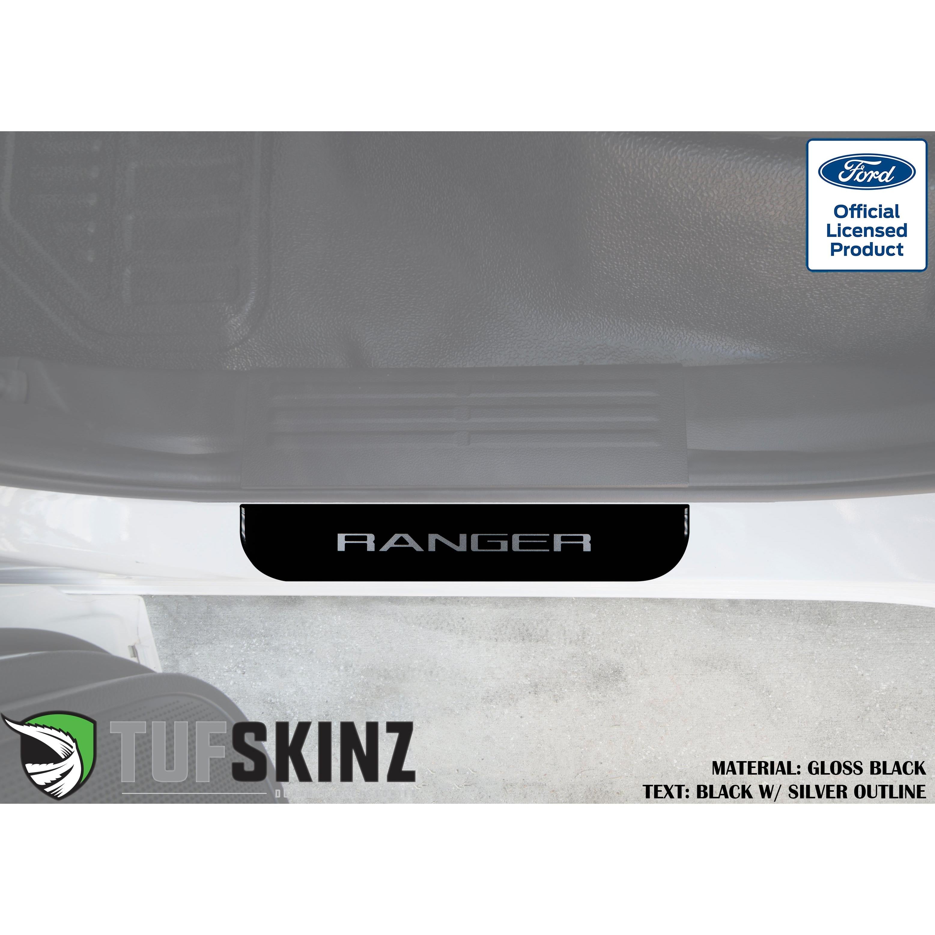 SuperCrew Rear Door Sill Trim Accent Trim Fits 2019-2020 Ford Ranger (Ranger)Silver Logo