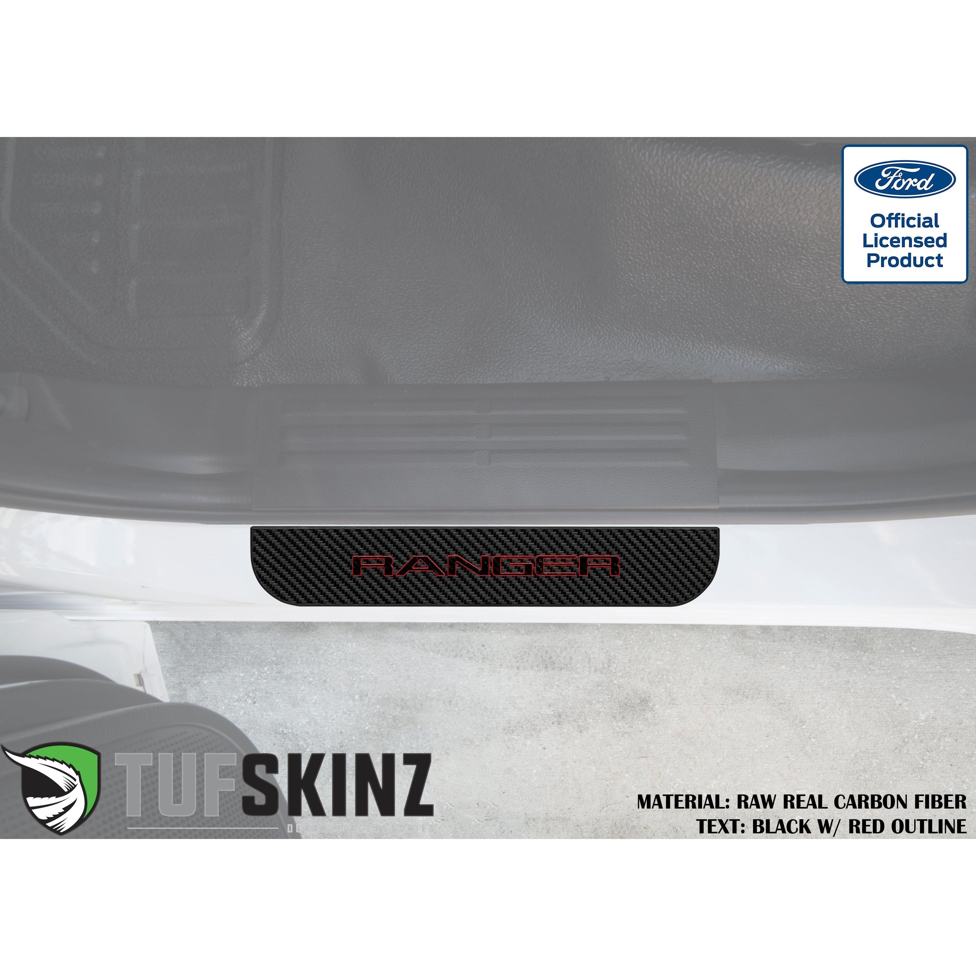 SuperCrew Rear Door Sill Trim Accent Trim Fits 2019-2020 Ford Ranger (Ranger)Black w/Red Outline Logo