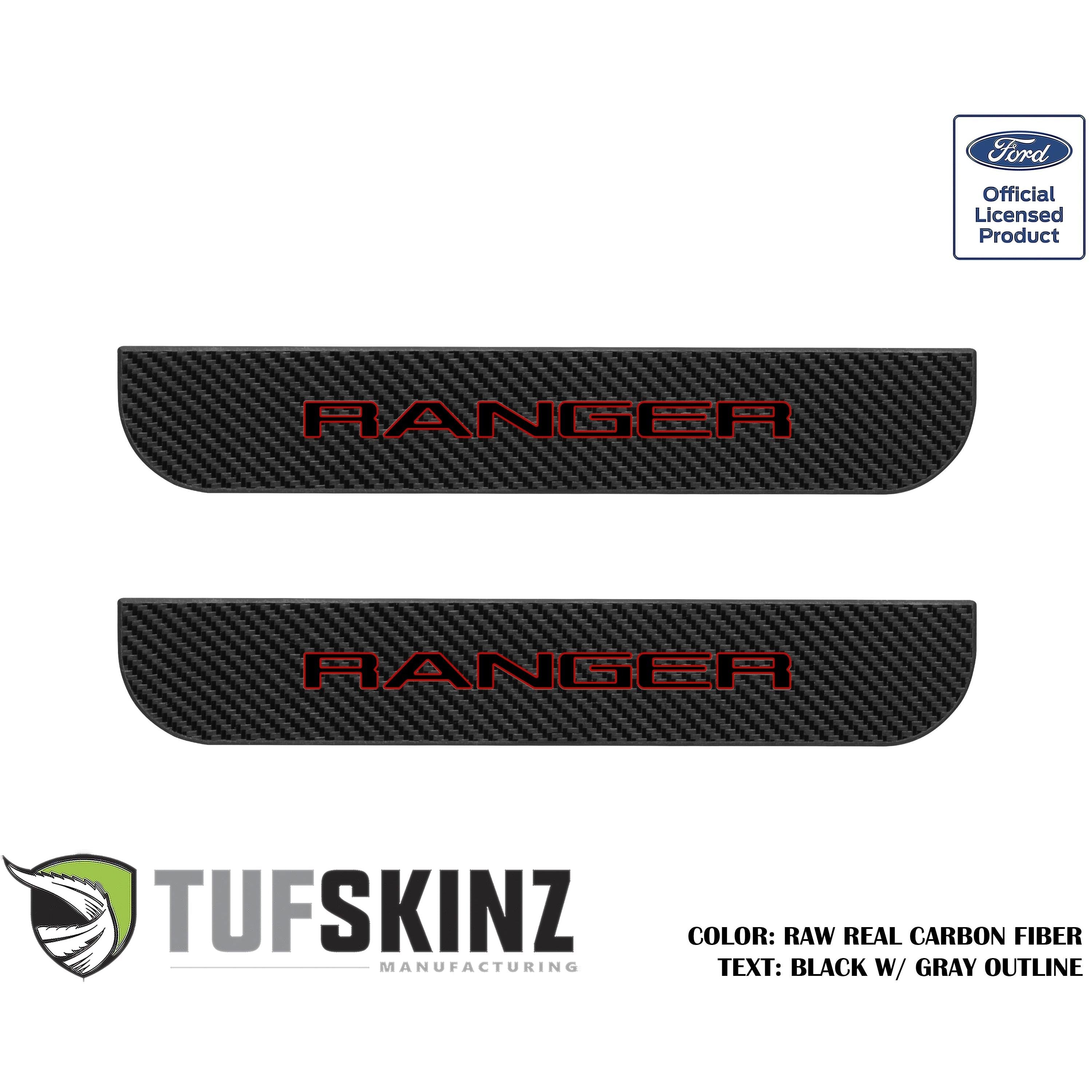 SuperCrew Rear Door Sill Trim Accent Trim Fits 2019-2020 Ford Ranger (Ranger)Black w/Red Outline Logo
