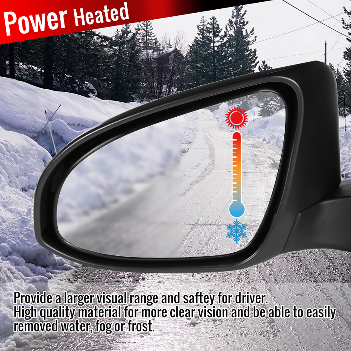 2014-2018 Toyota Corolla Glossy Black 9-Pin Power Adjustable, Auto-Fold, & Heated Side Mirror w/ LED Turn Signal Light - Driver Side Only