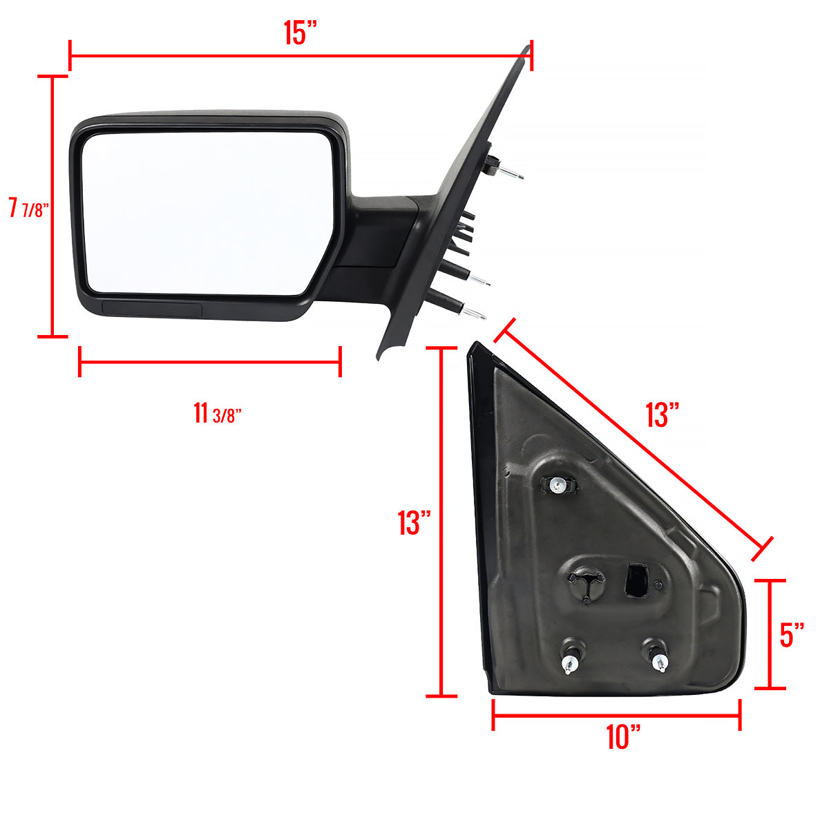 2004-2006 Ford F-150 Black Manual Adjustable Side Mirror - Driver Side Only