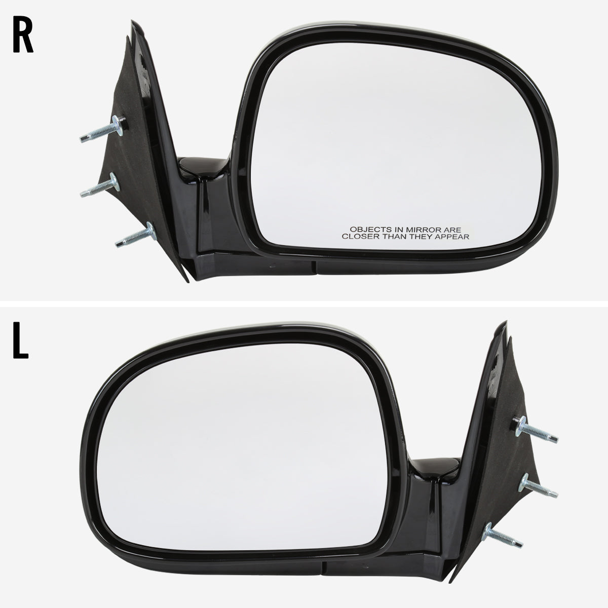 1994-1998 Chevrolet S10/1994-1998 GMC S15 Glossy Black Manual Adjustment Side Mirror - Passenger Side Only