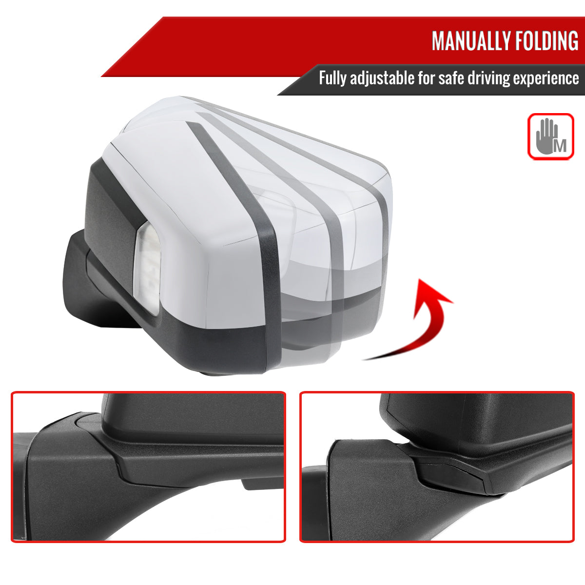 2019-2026 GMC Sierra 1500 Chrome Power Adjustable, Manual Fold, BSD & Heated Side Mirror w/ LED Puddle and Turn Signal Light - Driver Side Only