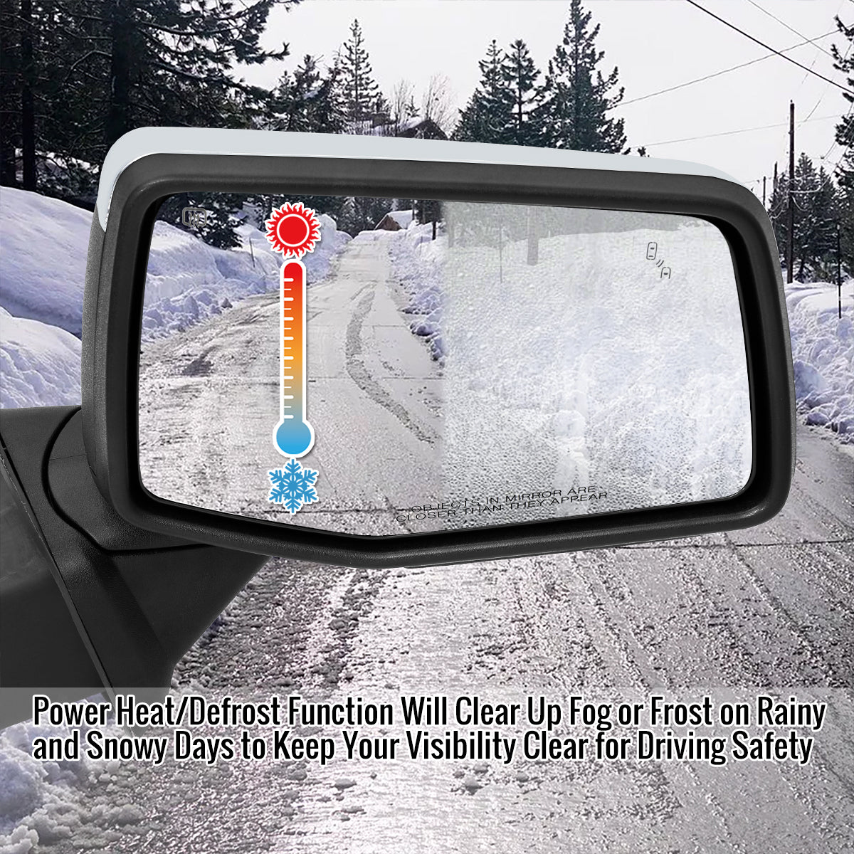 2019-2026 Chevrolet Silverado 1500 Chrome Power Adjustable, Auto-Fold, BSD & Heated Side Mirror w/ LED Puddle and Turn Signal Light - Passenger Side Only