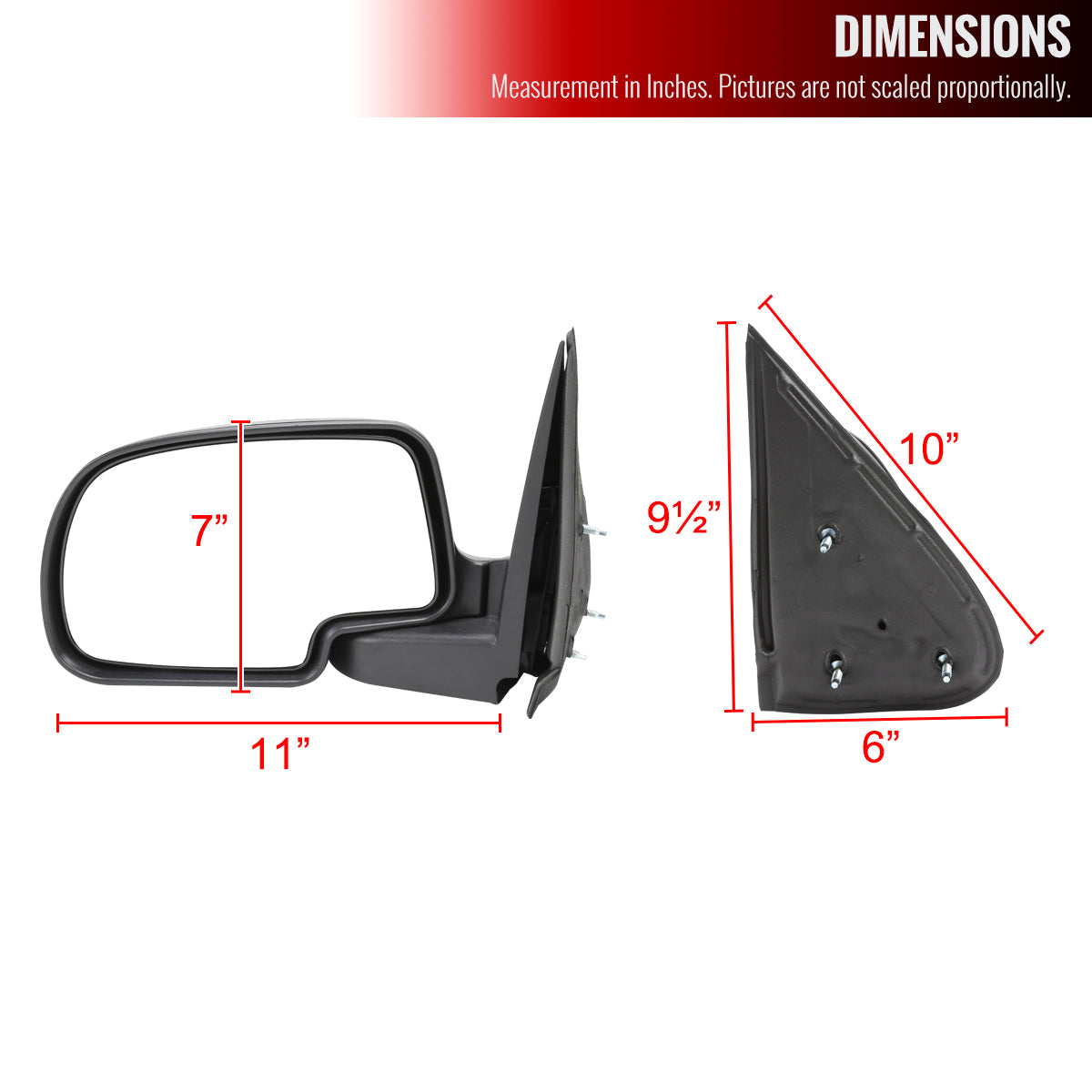 1999-2002 Chevrolet Silverado/Tahoe/Suburban GMC Sierra/Yukon Manually Adjustable Matte Black Right/Passenger Side Mirror