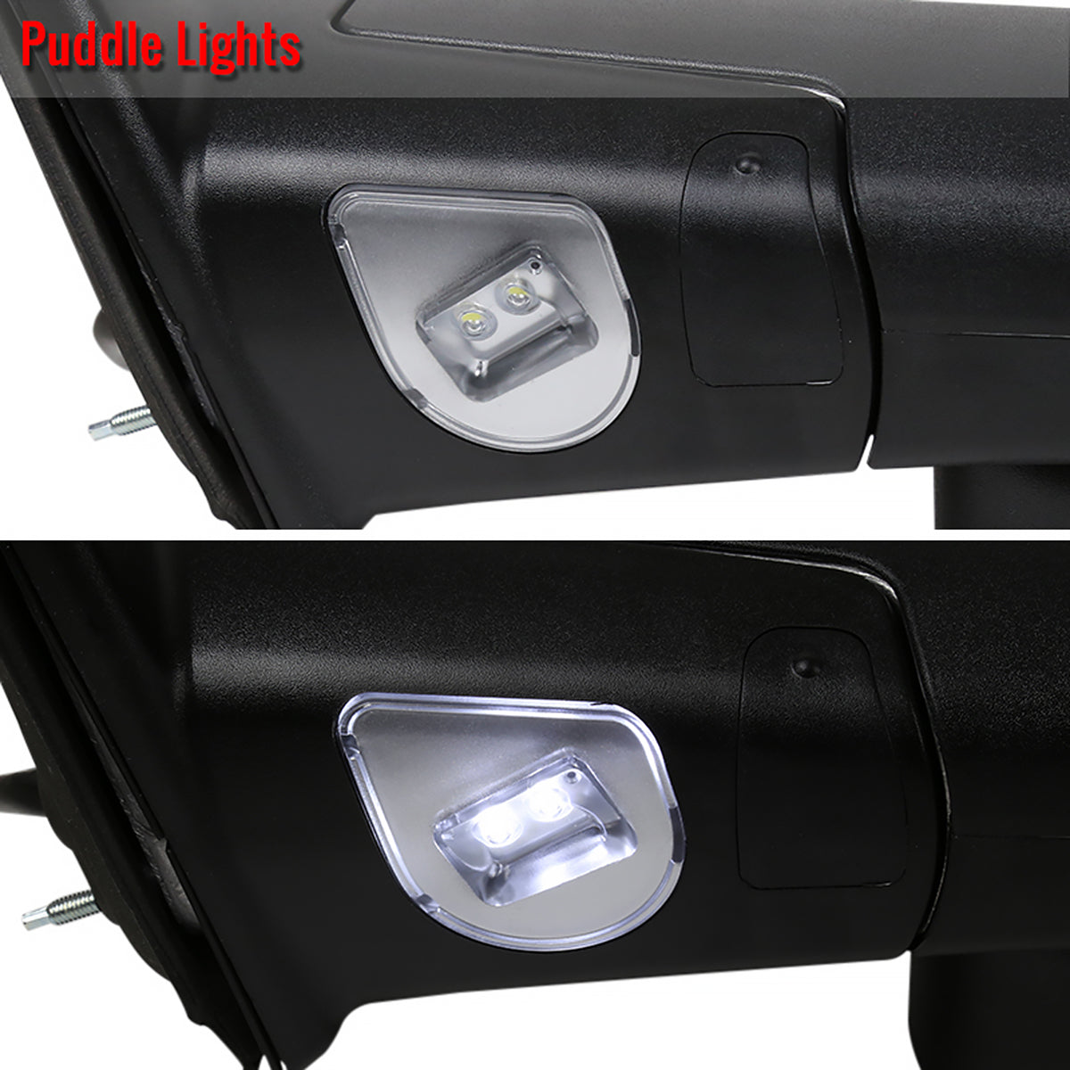 2009-2012 Dodge RAM 1500 Power Adjustable, Foldable, Heated, & Manual Extendable Chrome Towing Mirrors w/ Clear Lens LED Turn Signal & Puddle Lights