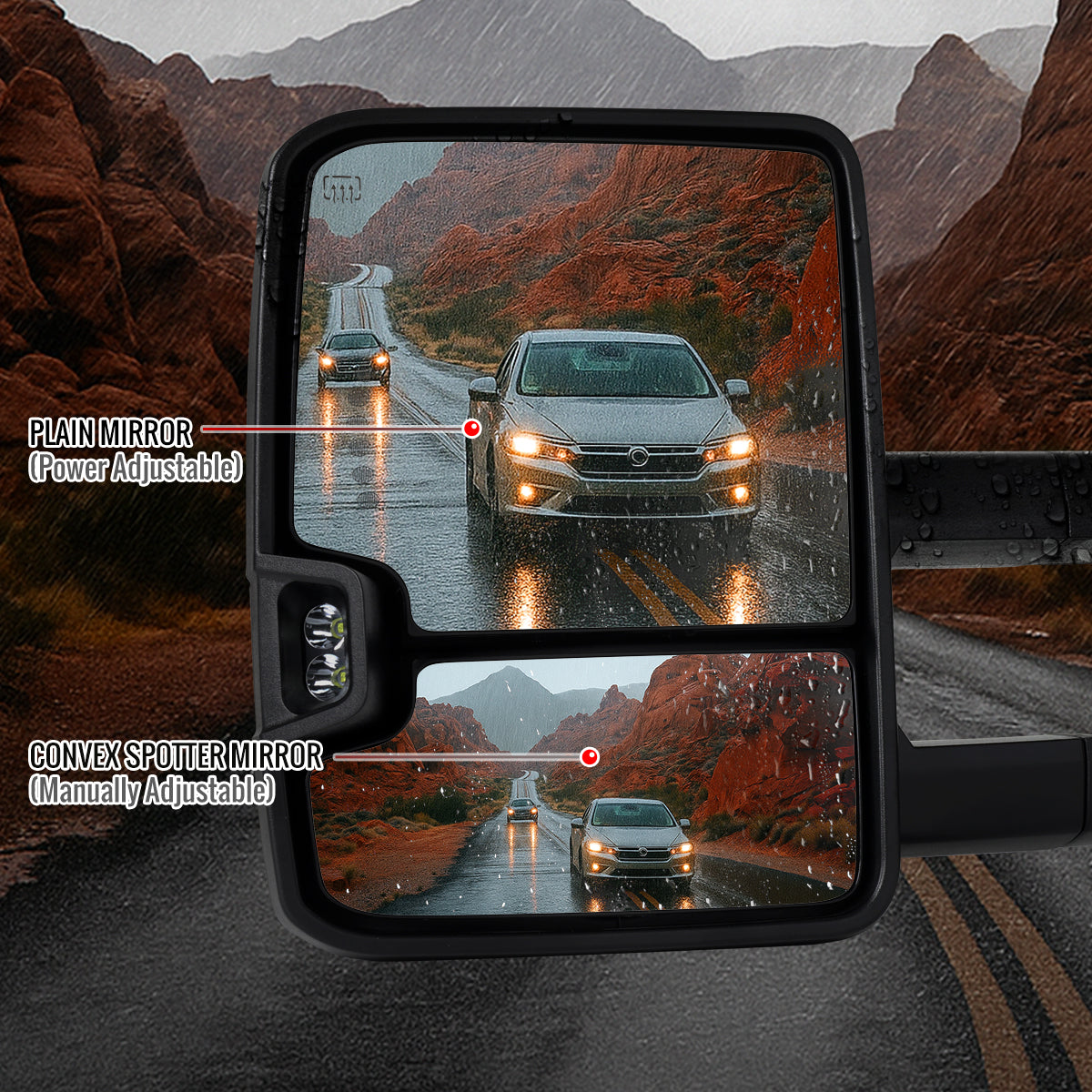2002-2007 Chevrolet Silverado / Suburban / Tahoe / Avalanche GMC Sierra / Yukon / Yukon XL Power Heated Towing Mirrors w/ Smoked Lens LED Turn Signal & Clearance Lights
