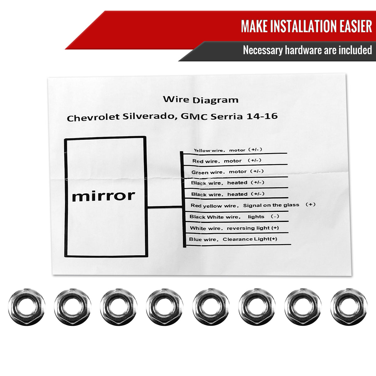 2014-2016 Chevrolet Silverado/GMC Sierra Power Heated ATS Manual Extendable Chrome Towing Mirrors w/ Amber Lens Turn Signal & Clearance Lights
