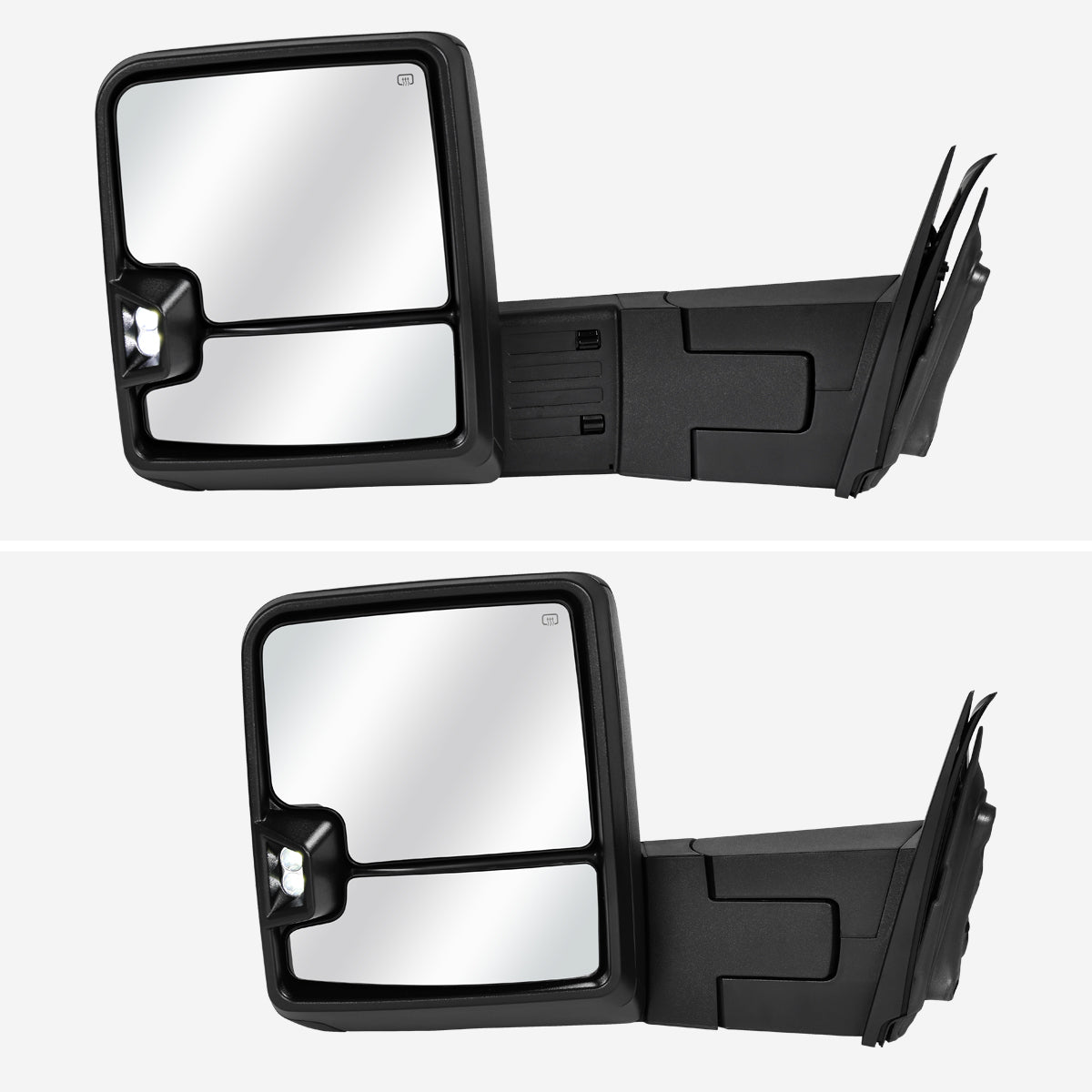 2014-2018 Silverado Sierra 1500 1500 Power Adjustable, Heated, & Manual Extendable Towing Mirrors w/ Smoked Lens LED DRL, Turn Signal and Clearance Lights