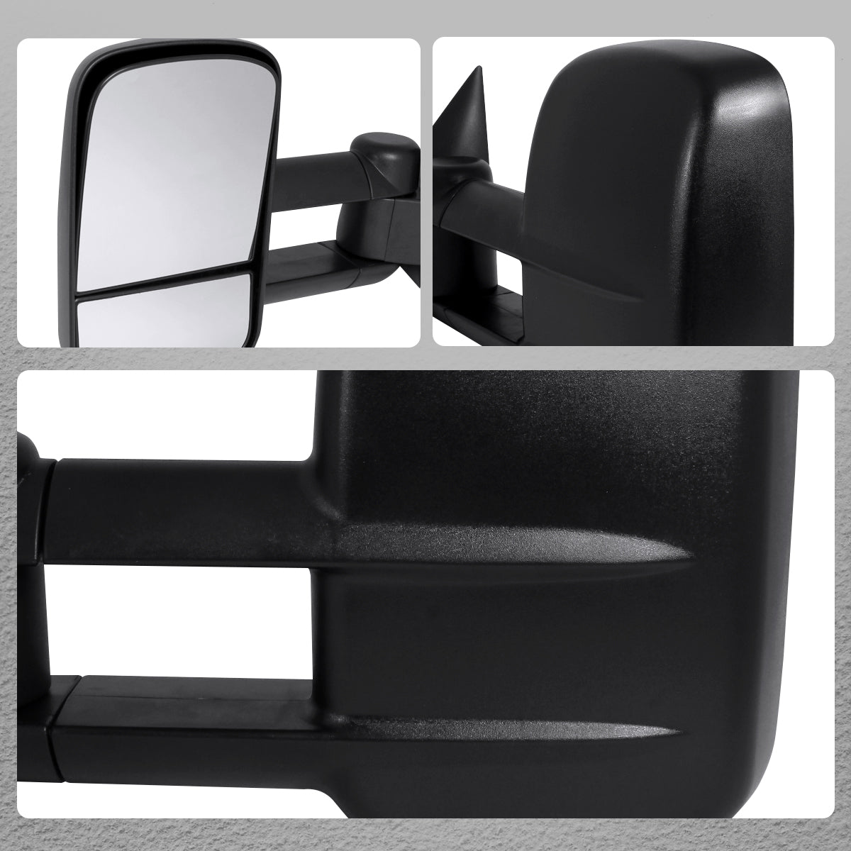 1999-2007 Chevrolet Silverado / Tahoe / Suburban / GMC Sierra / Yukon XL Black Manual Adjustable & Extendable Black Cover Towing Mirrors