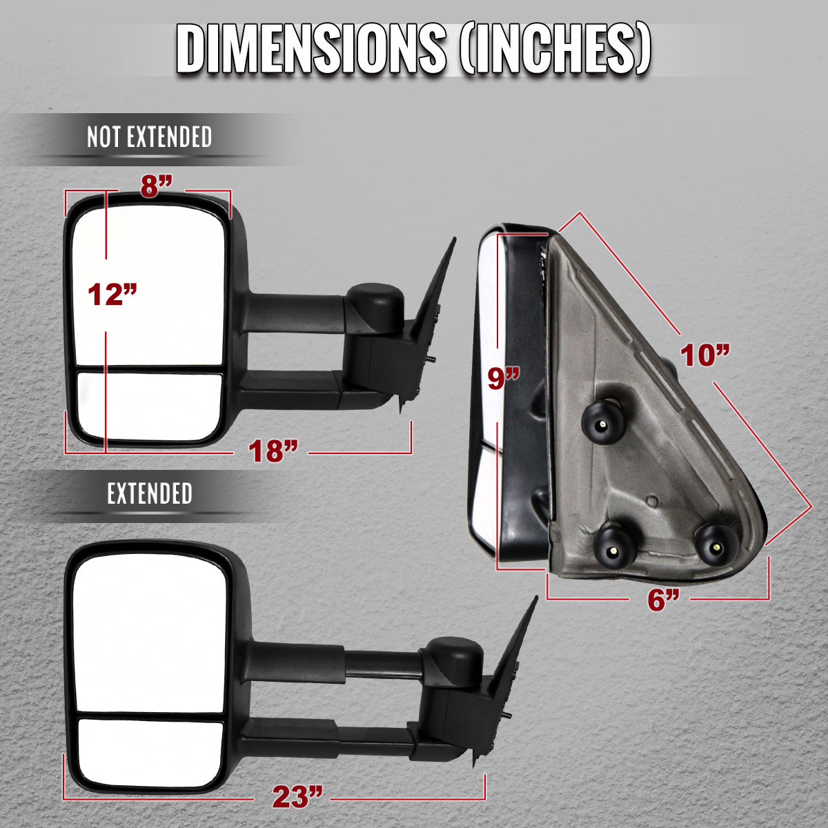 1999-2007 Chevrolet Silverado / Tahoe / Suburban / GMC Sierra / Yukon XL Black Manual Adjustable & Extendable Black Cover Towing Mirrors