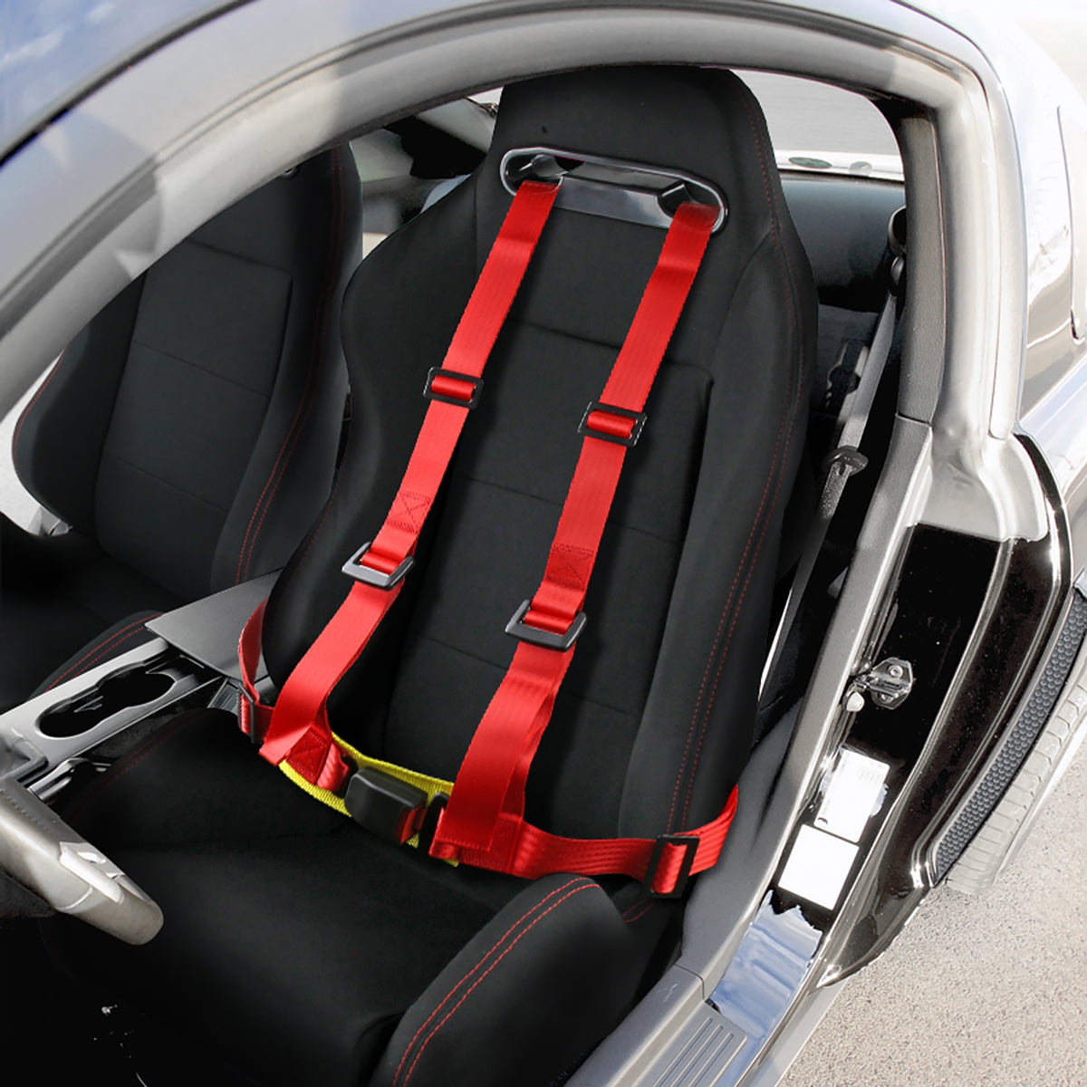 Universal Red 4 Point Racing Seat Belt Buckle Safety Harness