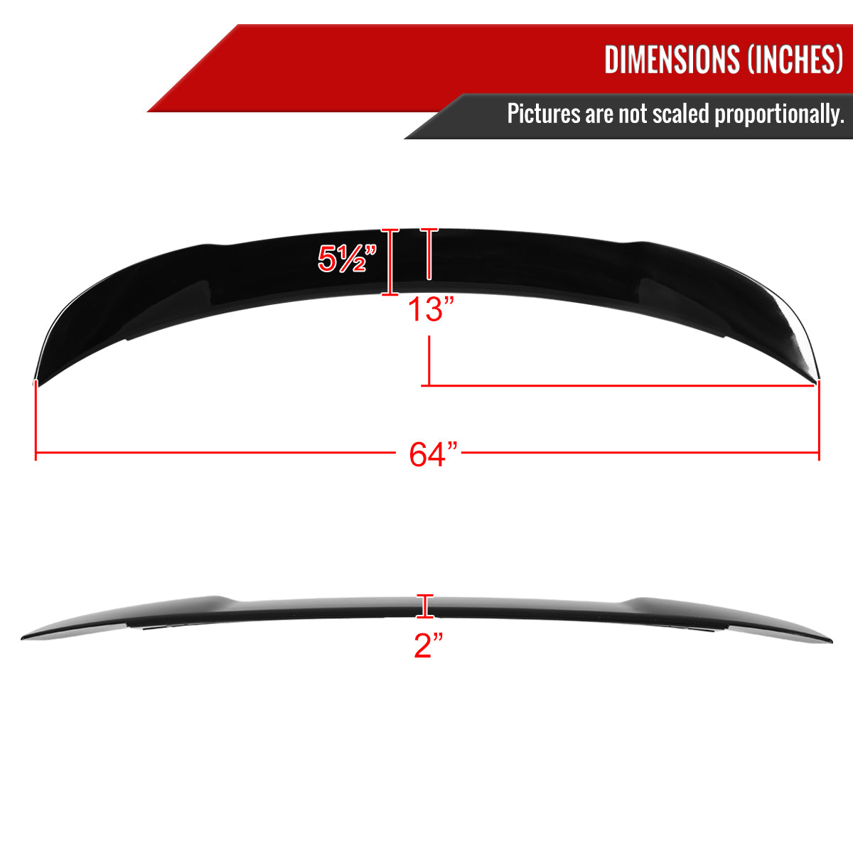 2015-2021 Dodge Charger Glossy Black ABS Hellcat Style Rear Spoiler