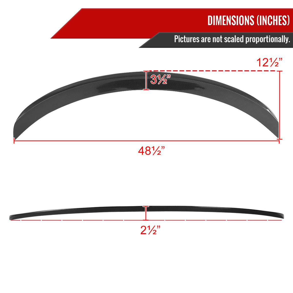 2017-2020 Tesla Model 3 Glossy Black Carbon Fiber Factory Style Rear Trunk Spoiler