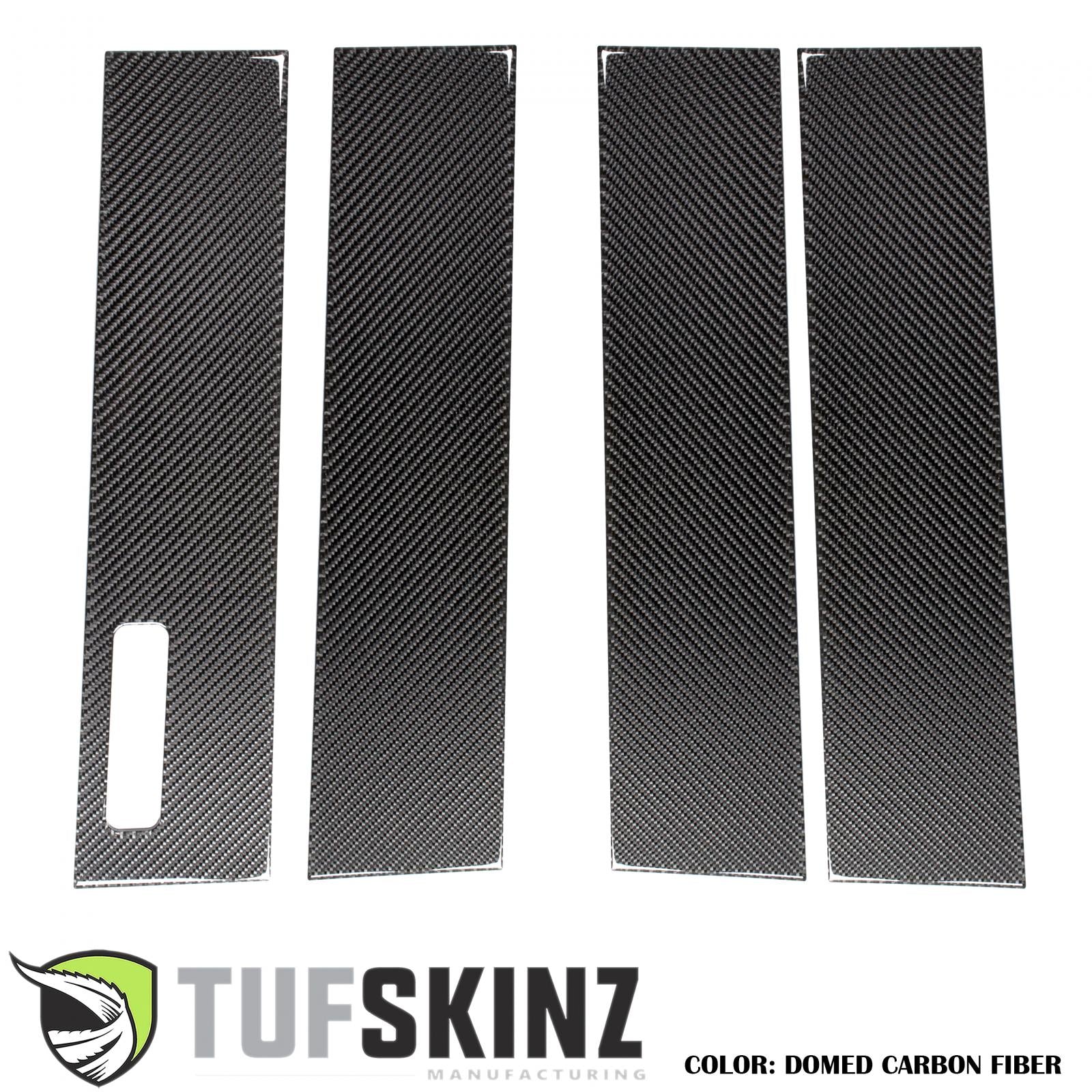 Super Crew/Super Cab Door Pillars W/Key Pad Accent Trim Fits 2017-2020 Ford Super Duty Real Carbon Fiber(Domed)