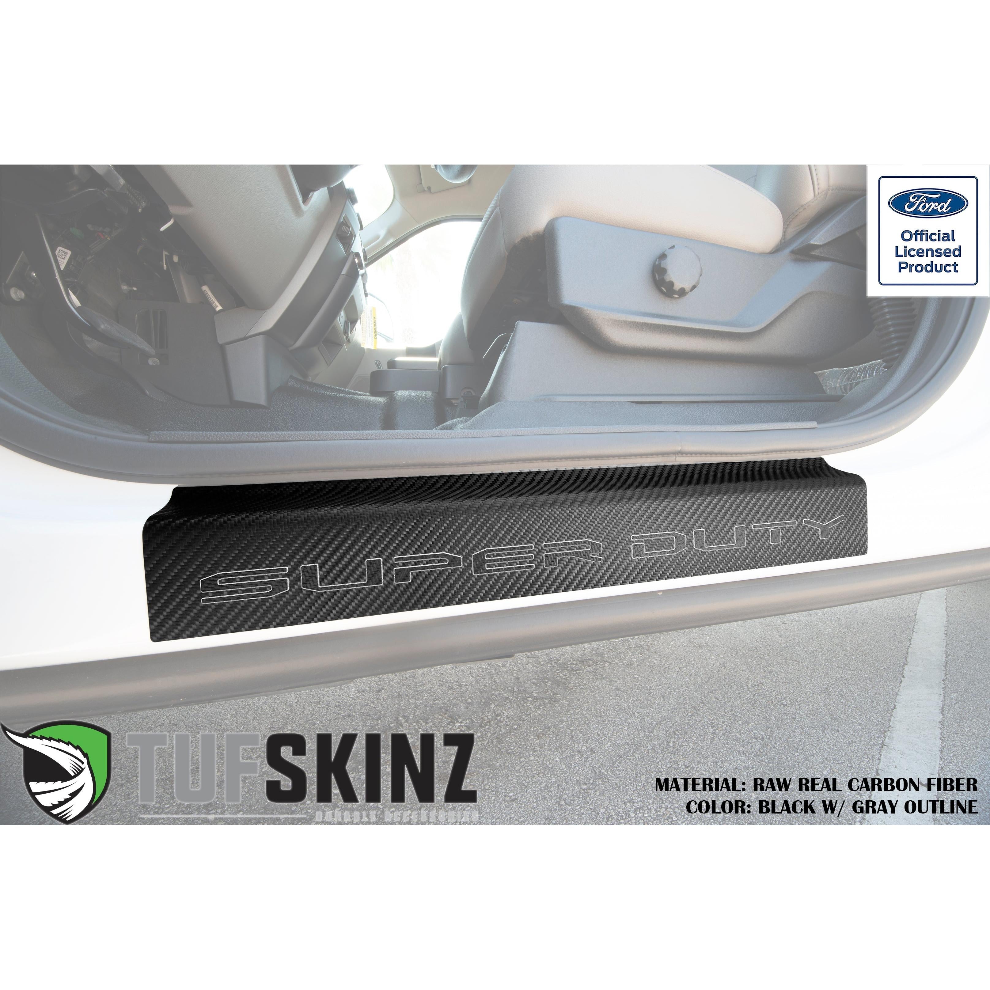 Door Sill Protection Overlays (Real Carbon Fiber) Fits 2017-2020 Ford Super Duty