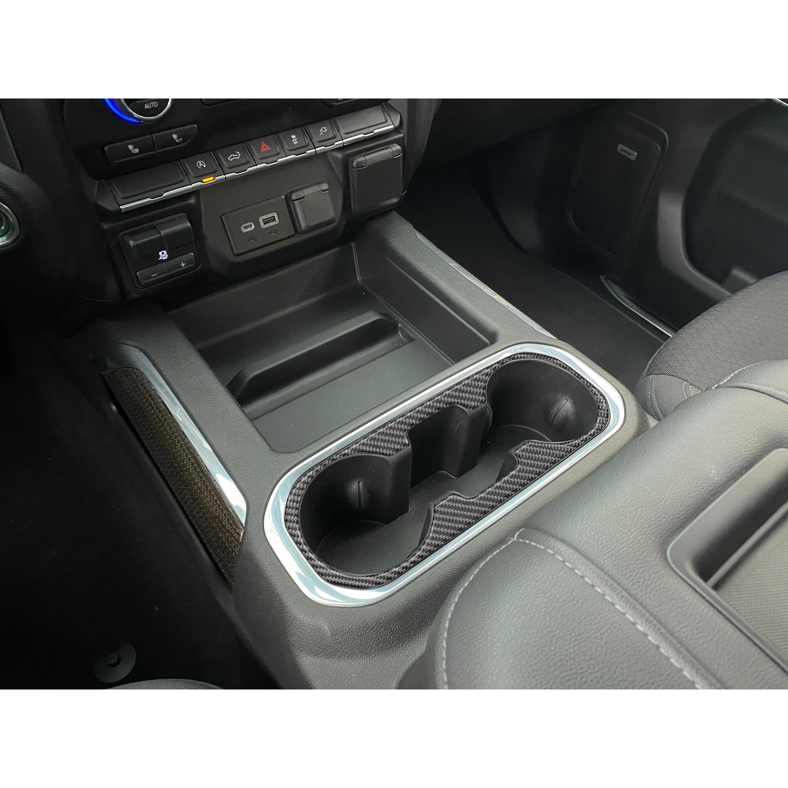 Center Console Cupholder Accent Overlay Fits 2019-2021 Chevrolet Silverado