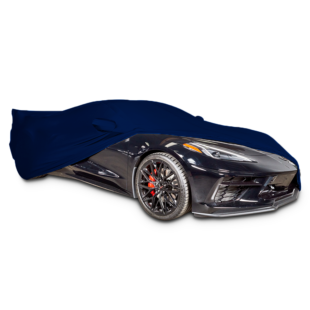 Corvette Ultraguard Stretch Satin Car Cover - Dark Blue - Indoor : C8 Stingray, Z51, Z06-SR1 Performance