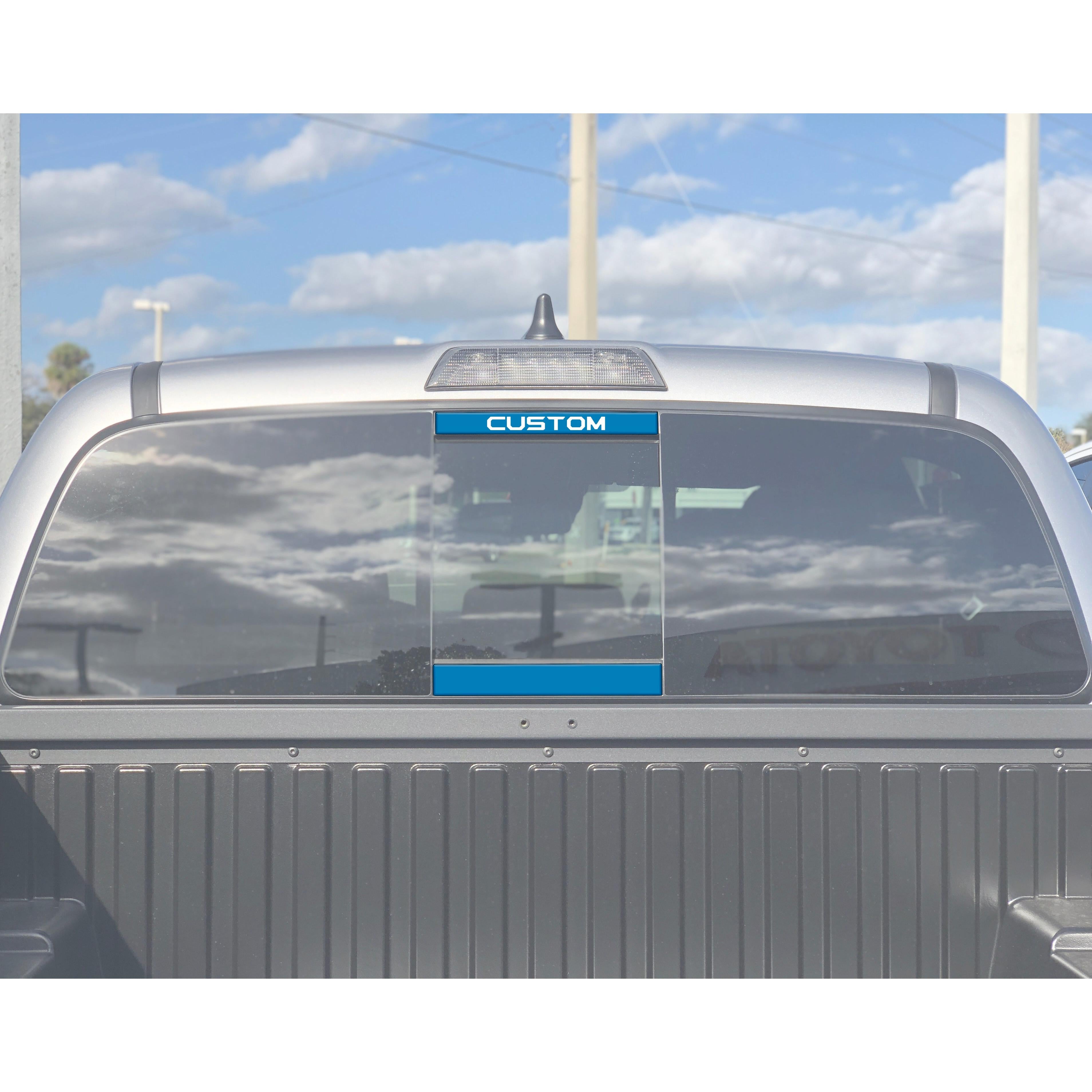 Rear Power Sliding Window Accent Trim Fits 2016-2020 Toyota Tacoma *OE Color - Cavalry Blue w/Custom Text