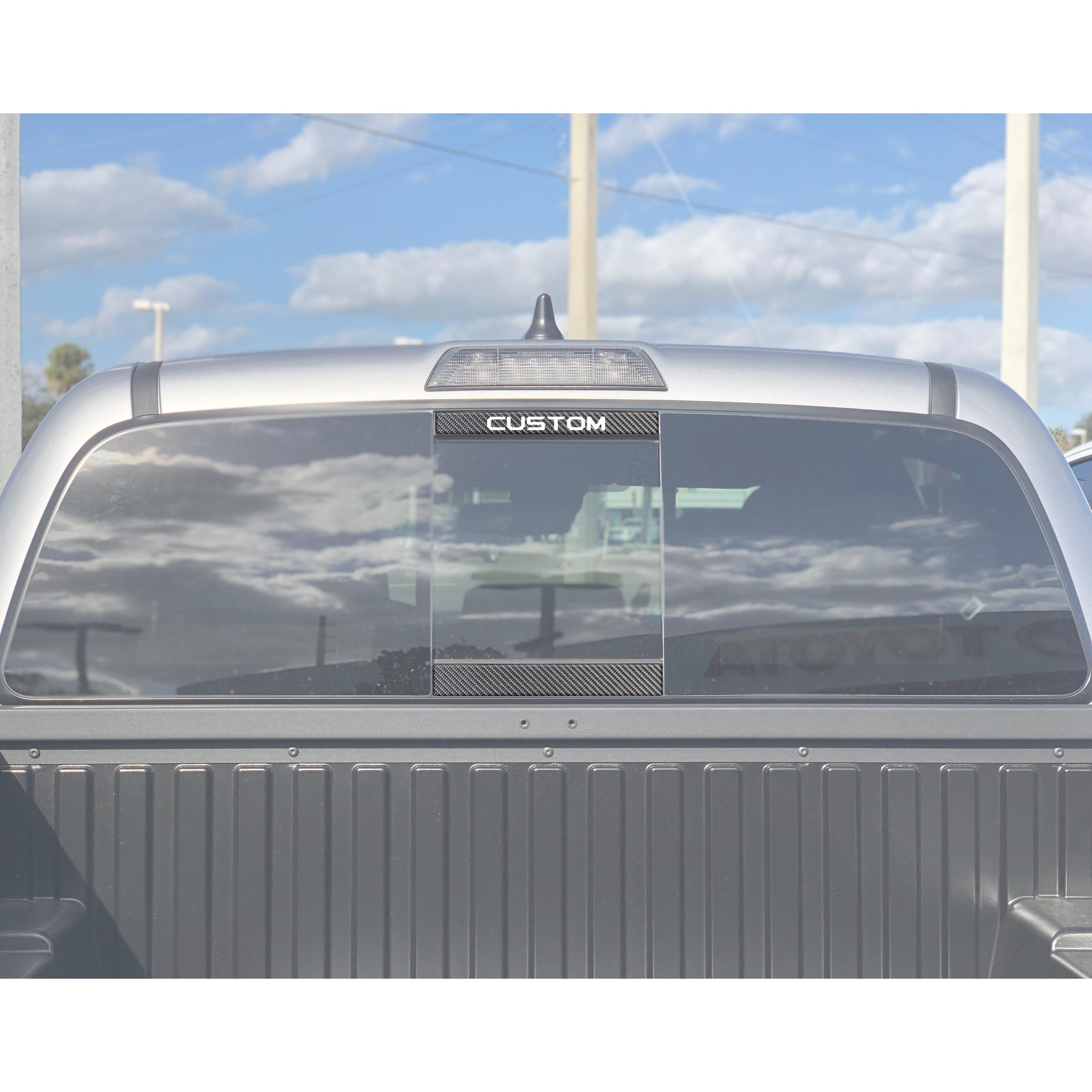 Rear Power Sliding Window Accent Trim Fits 2016-2020 Toyota Tacoma Real Carbon Fiber (Domed) w/ Custom Text