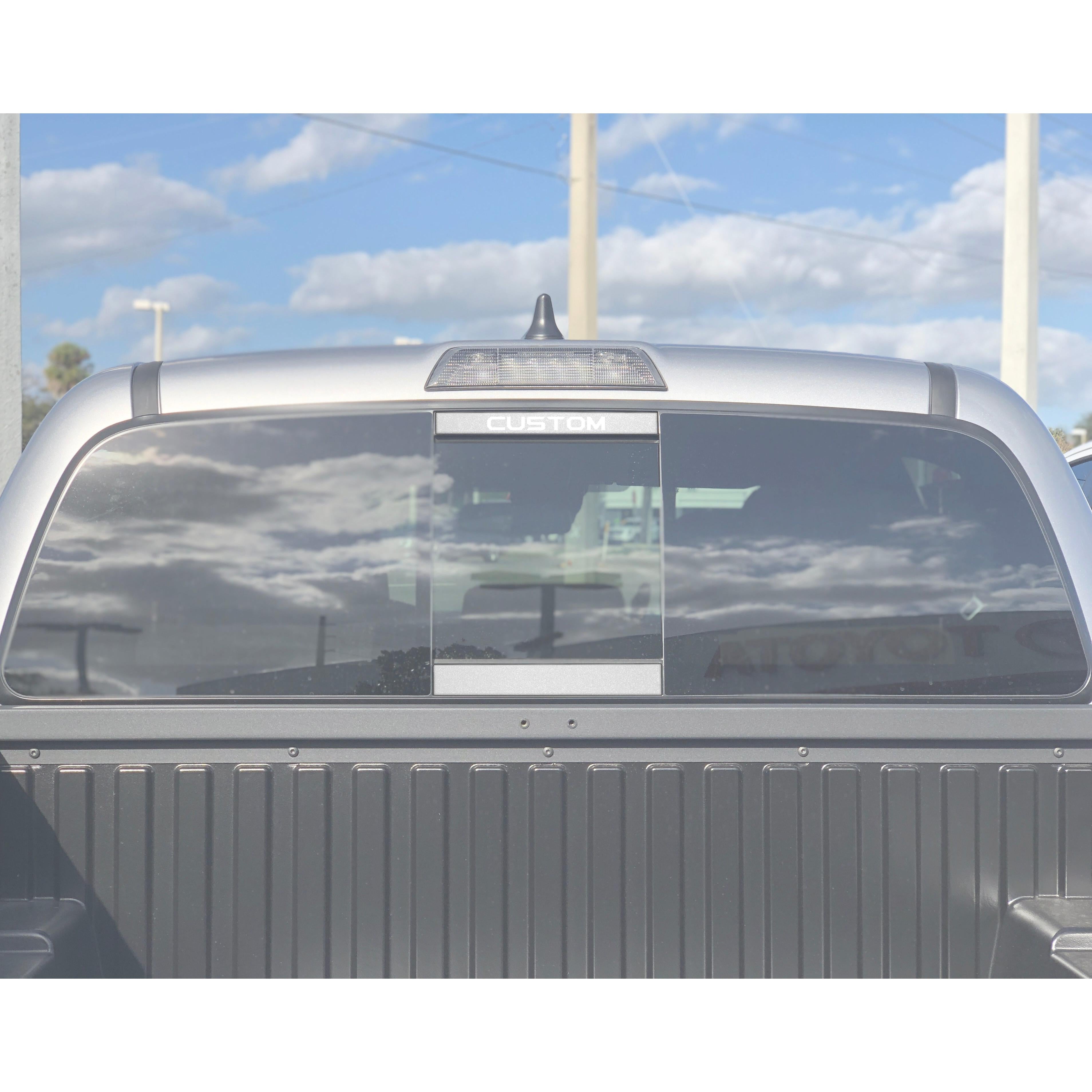 Rear Power Sliding Window Accent Trim Fits 2016-2020 Toyota Tacoma *OE Color - Silver Sky Metallic w/Custom Text