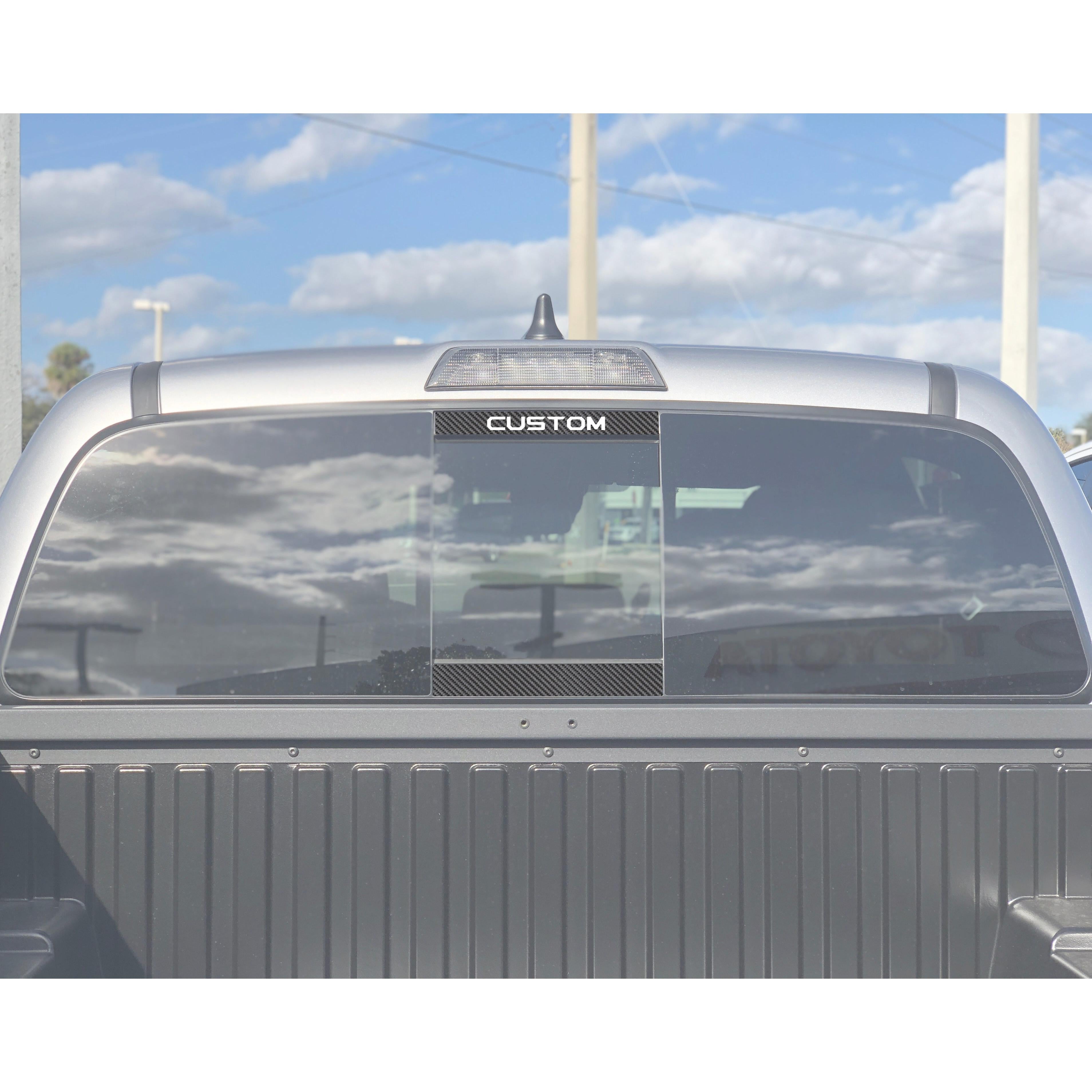Rear Power Sliding Window Accent Trim Fits 2016-2020 Toyota Tacoma Real Carbon Fiber (Raw) w/ Custom Text