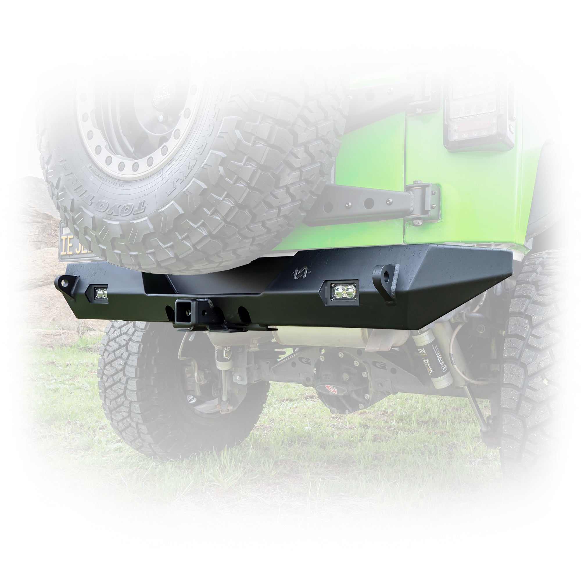 Jeep Wrangler JK Rear Bumper with LED Pod Lights & Hitch Receiver | 2007–2018