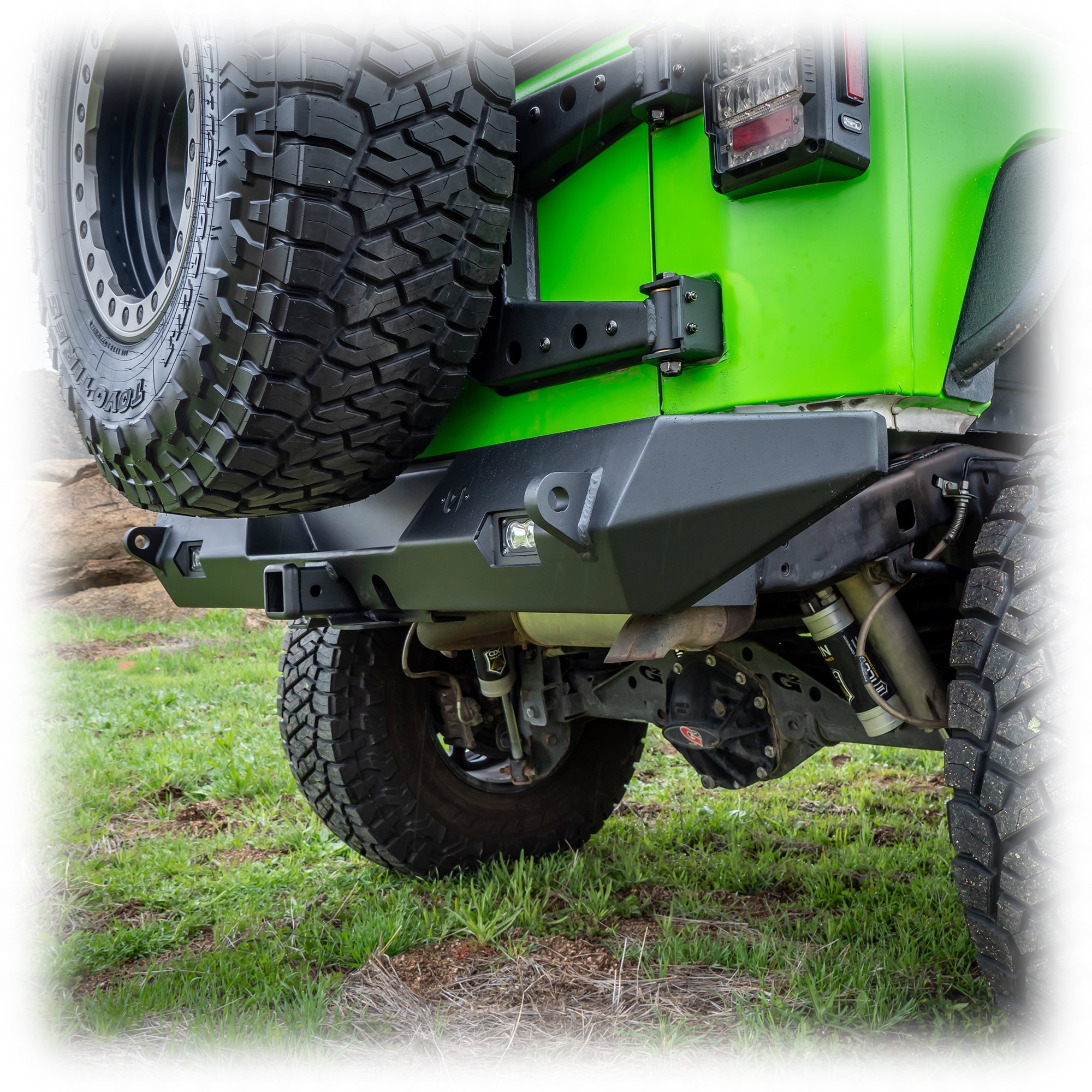 Jeep Wrangler JK Rear Bumper with LED Pod Lights & Hitch Receiver | 2007–2018