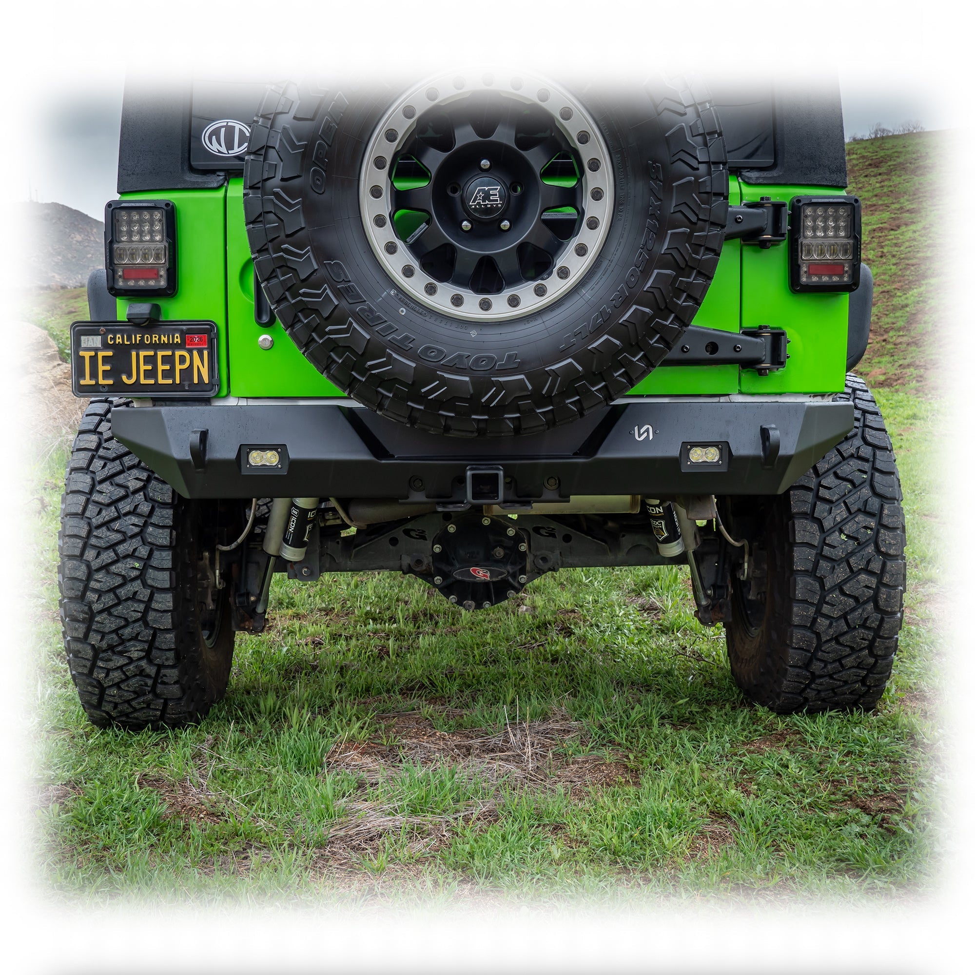Jeep Wrangler JK Rear Bumper with LED Pod Lights & Hitch Receiver | 2007–2018