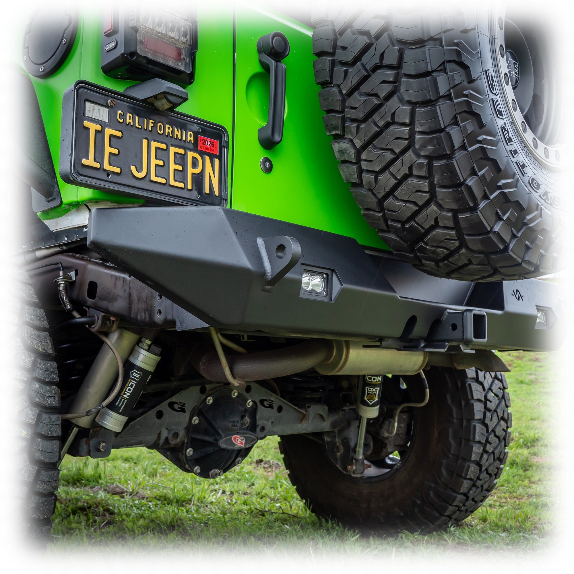 Jeep Wrangler JK Rear Bumper with LED Pod Lights & Hitch Receiver | 2007–2018