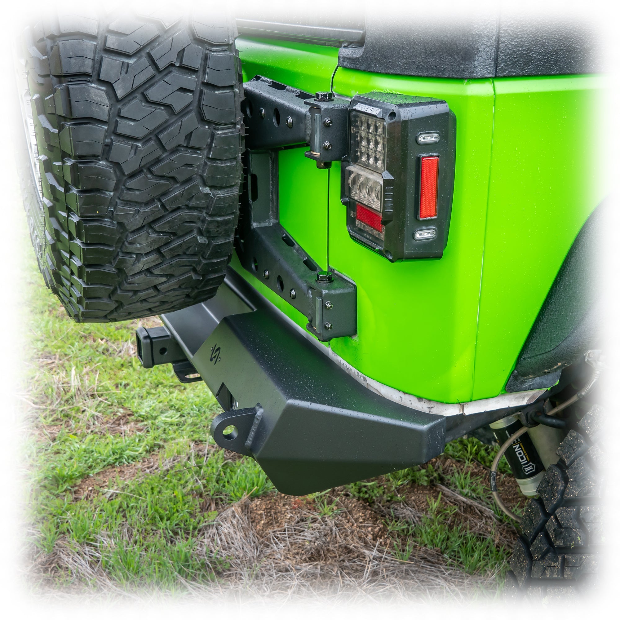 Jeep Wrangler JK Rear Bumper with LED Pod Lights & Hitch Receiver | 2007–2018