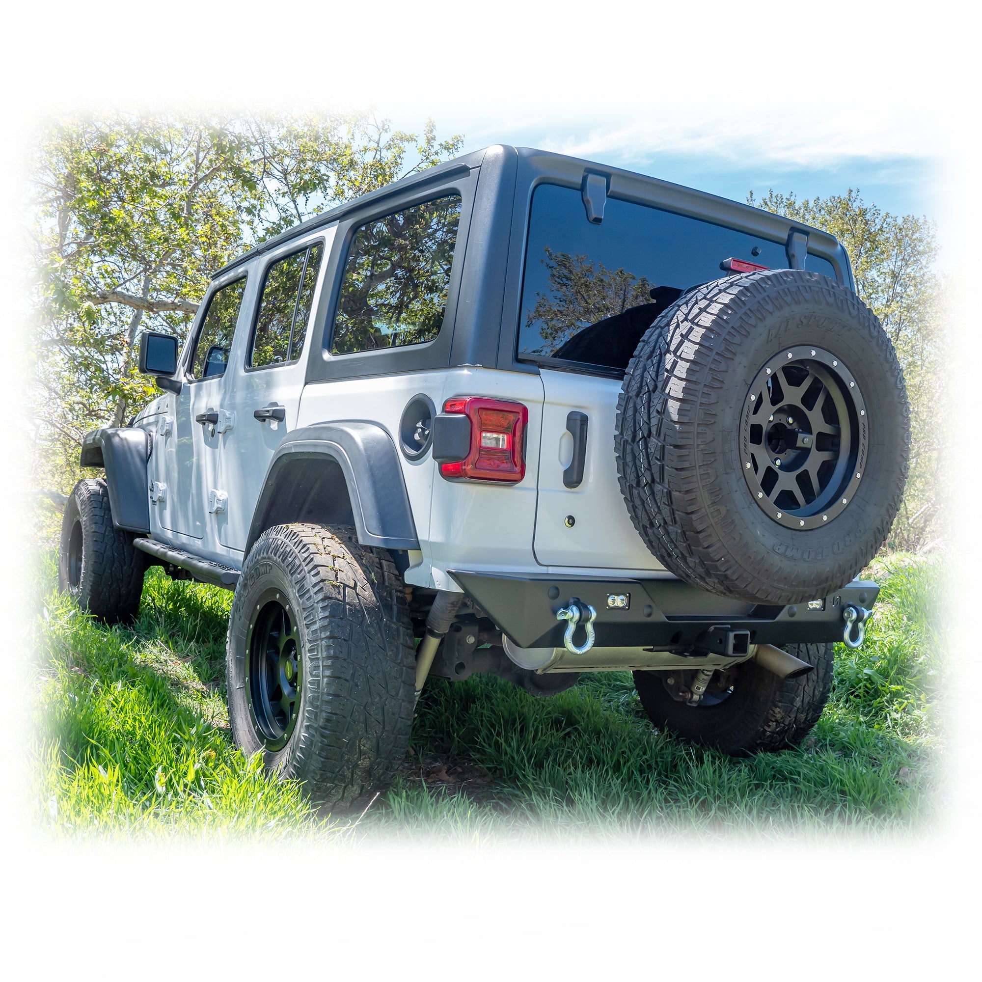 Jeep Wrangler JL Rear Bumper with LED Pod Lights & Hitch Receiver – Minimalist | 2018–2026