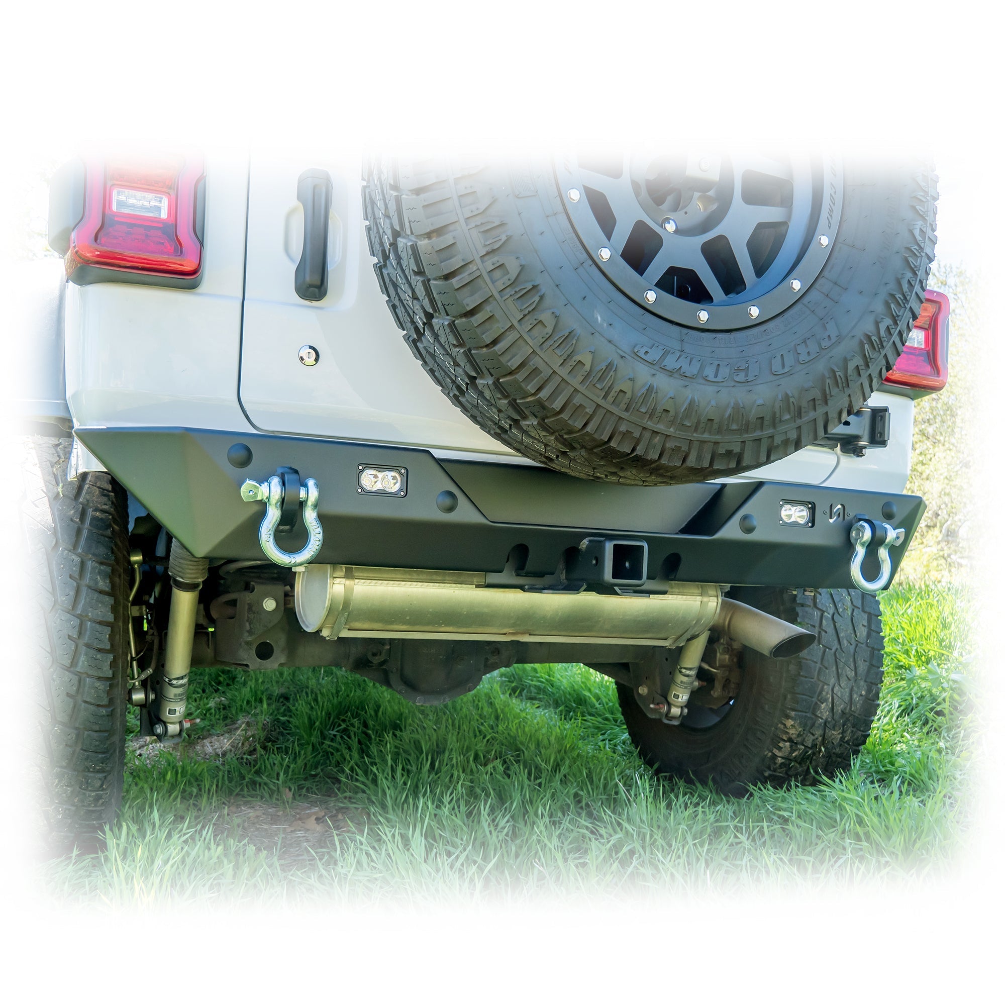 Jeep Wrangler JL Rear Bumper with LED Pod Lights & Hitch Receiver – Minimalist | 2018–2026