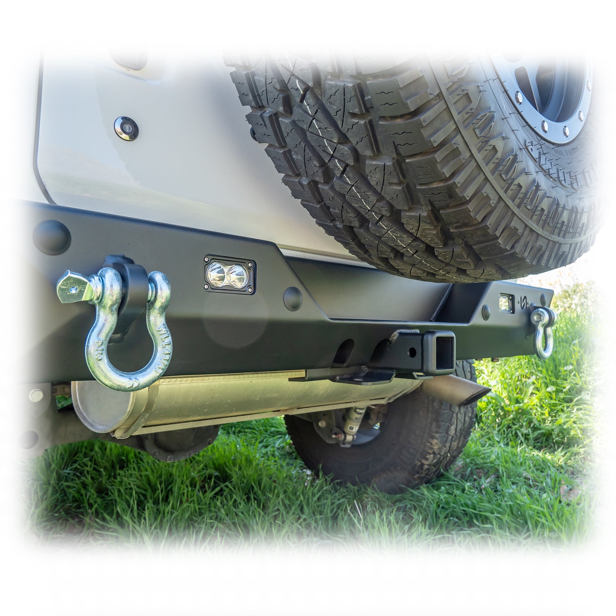 Jeep Wrangler JL Rear Bumper with LED Pod Lights & Hitch Receiver – Minimalist | 2018–2026