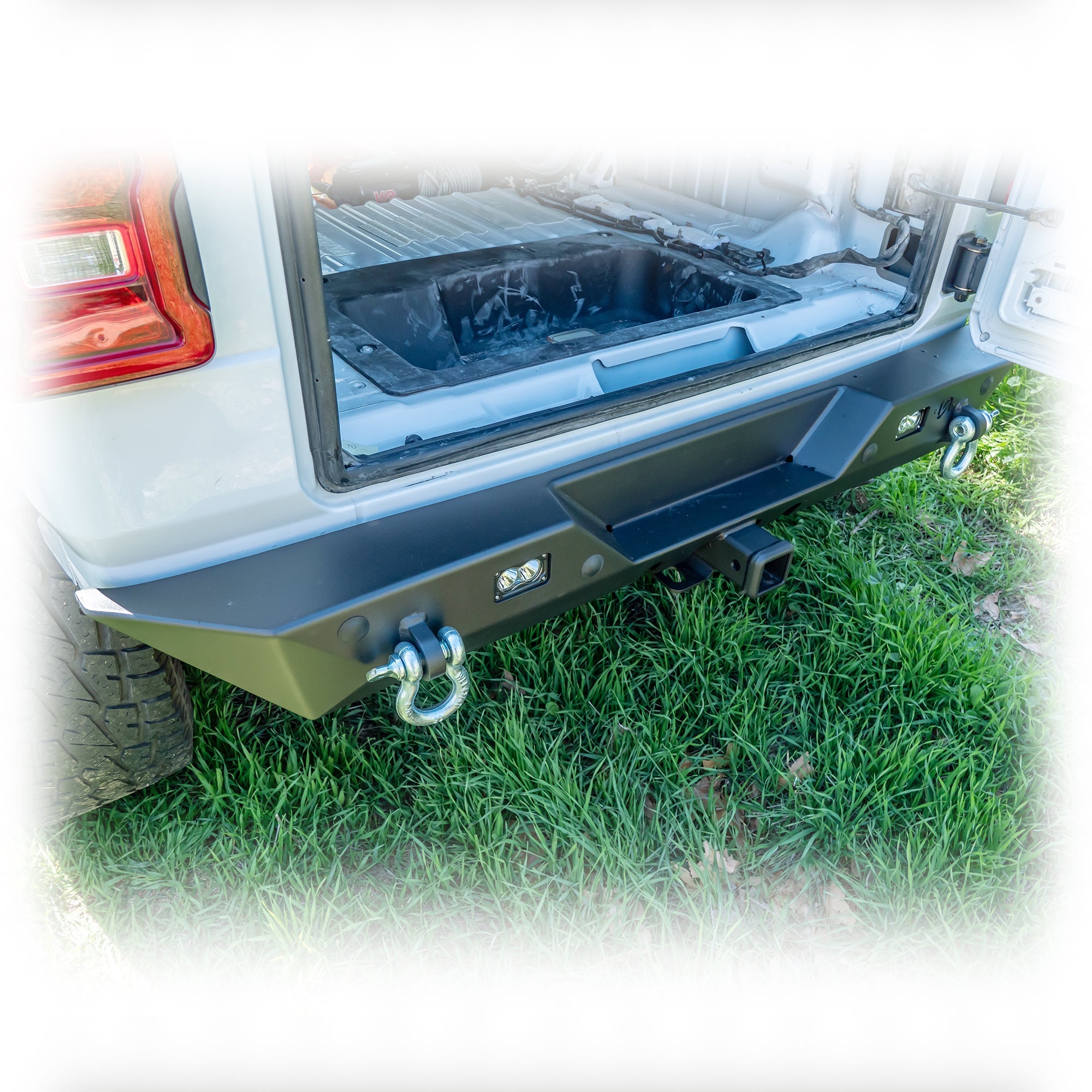 Jeep Wrangler JL Rear Bumper with LED Pod Lights & Hitch Receiver – Minimalist | 2018–2026