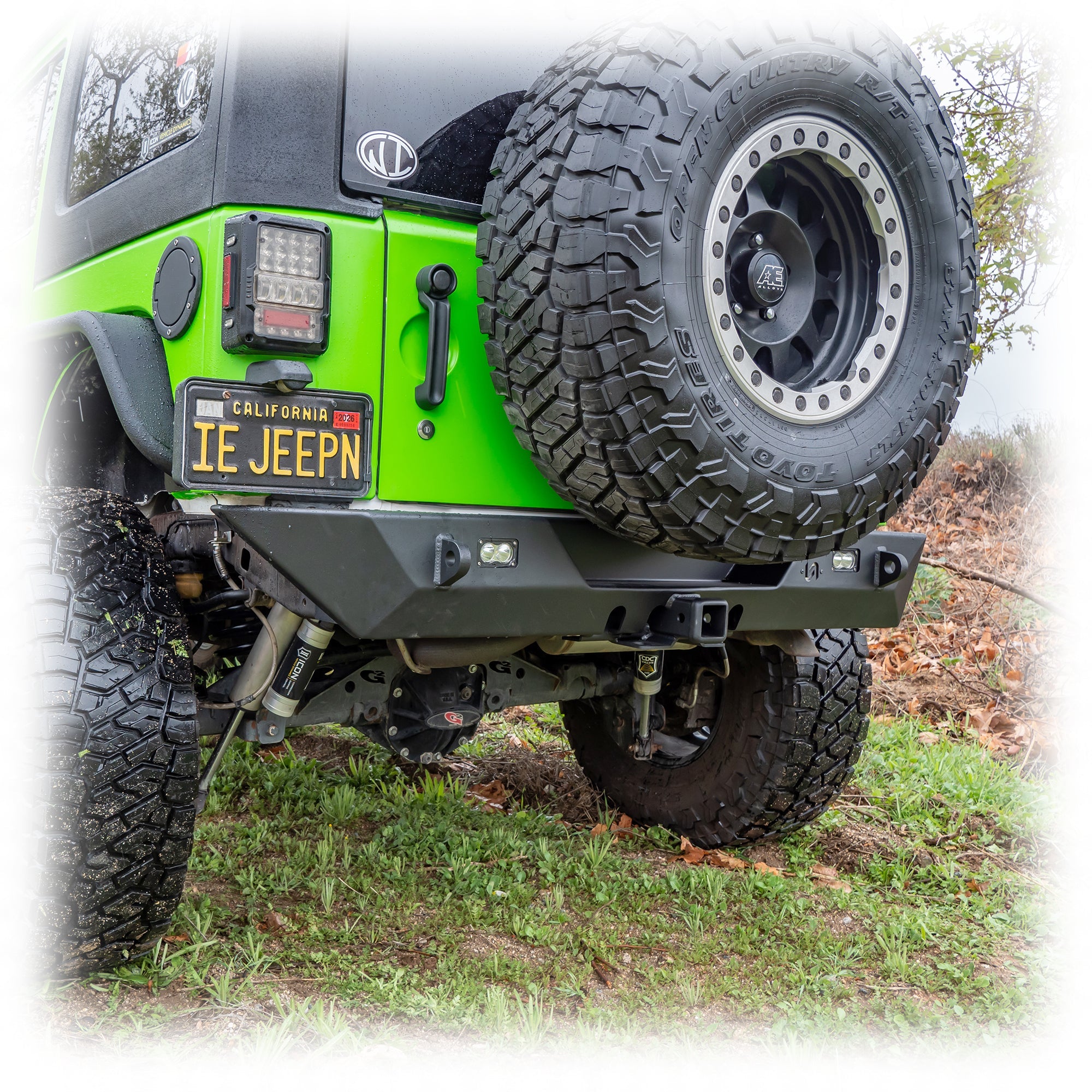 Jeep Wrangler JK Rear Bumper with LED Pod Lights & Hitch Receiver | 2007–2018