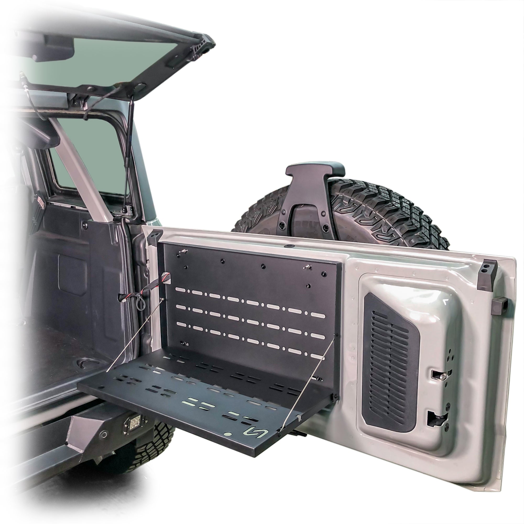 2021+ Ford Bronco Fold-Out Tailgate Table - Rear Cargo Drop Down Utility Shelf
