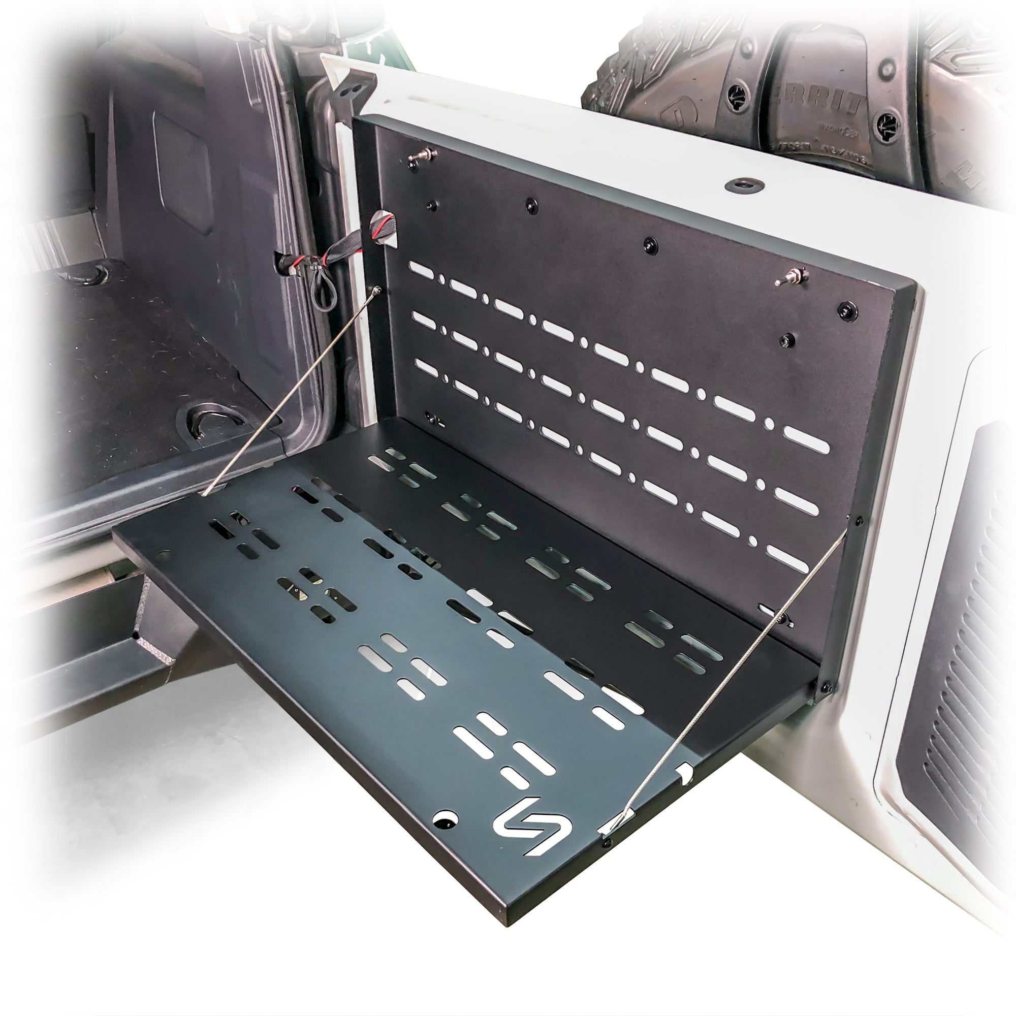 2021+ Ford Bronco Fold-Out Tailgate Table - Rear Cargo Drop Down Utility Shelf
