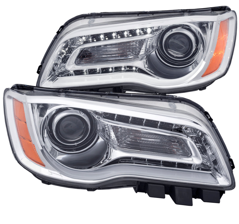 ANZO 2011-2014 Chrysler 300 Projector Headlights w/ Plank Style Design Chrome-SR1 Performance