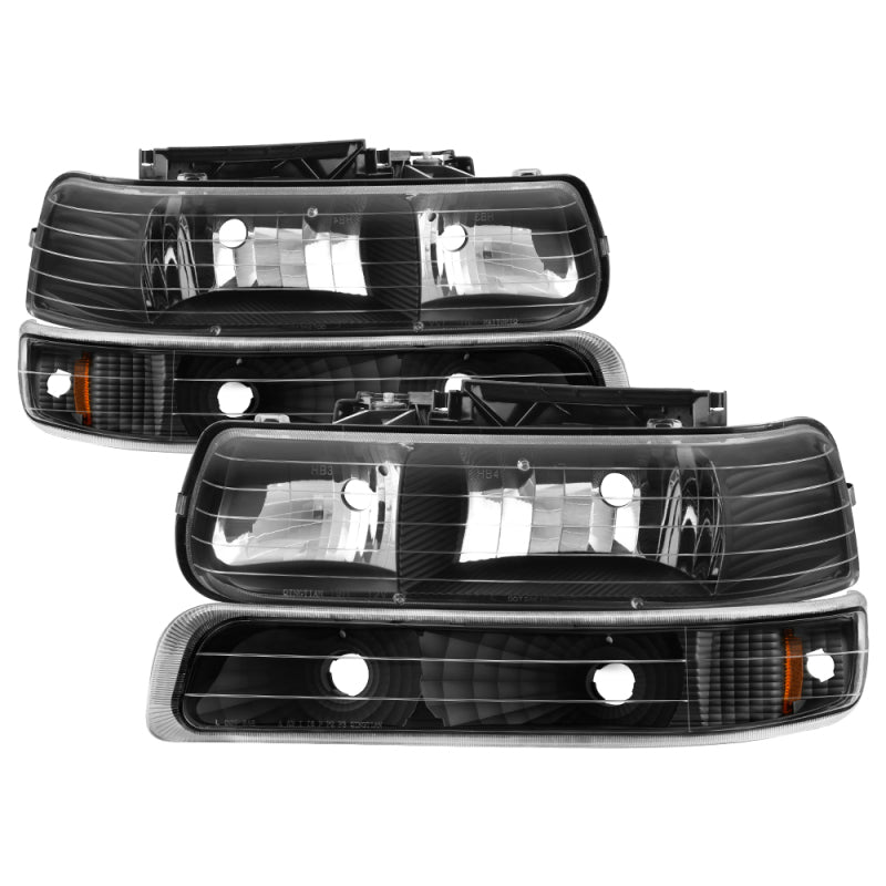 Xtune Chevy TahOE 00-06 Amber Crystal Headlights w/ Bumper Lights Black HD-JH-CSIL99-SET-AM-BK-SR1 Performance