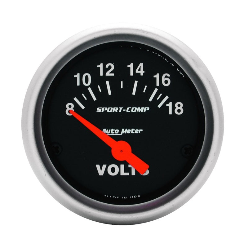 Autometer Sport-Comp 52mm 8-18 Volt Electronic Voltmeter Gauge-SR1 Performance