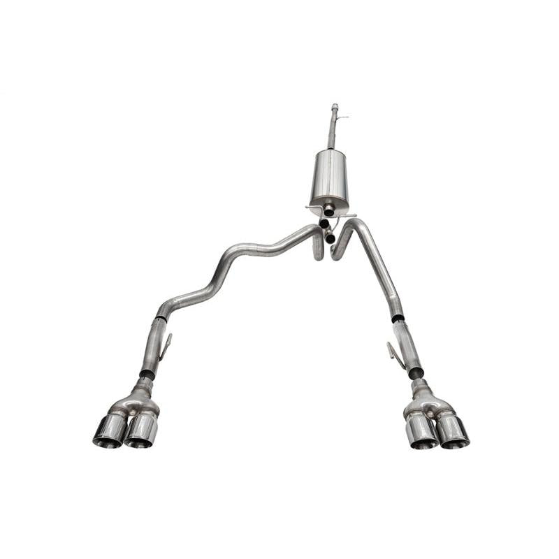 Corsa 2022-2024 Chevrolet Silverado 1500 Cat-Back Dual Rear Exit with Twin 4in Polished Tips-SR1 Performance