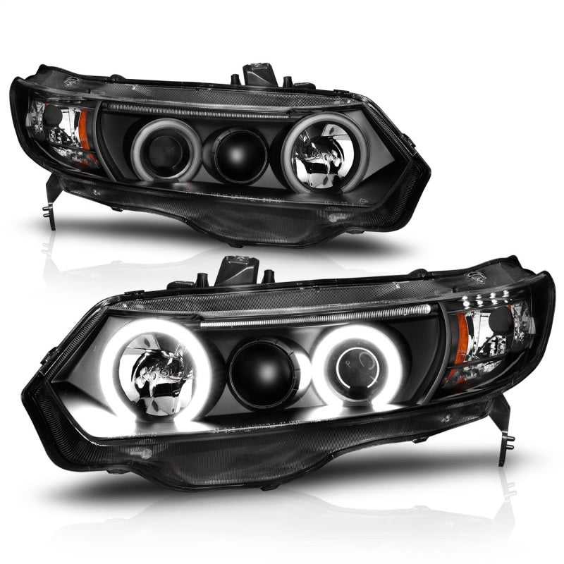 ANZO 2006-2011 Honda Civic Projector Headlights w/ Halo Black (CCFL)-SR1 Performance