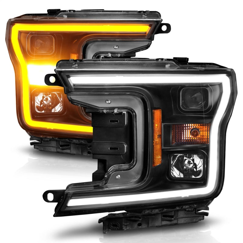 ANZO 2018-2020 Ford F-150 Projector Headlight w/ Plank Style Switchback Black Housing-SR1 Performance