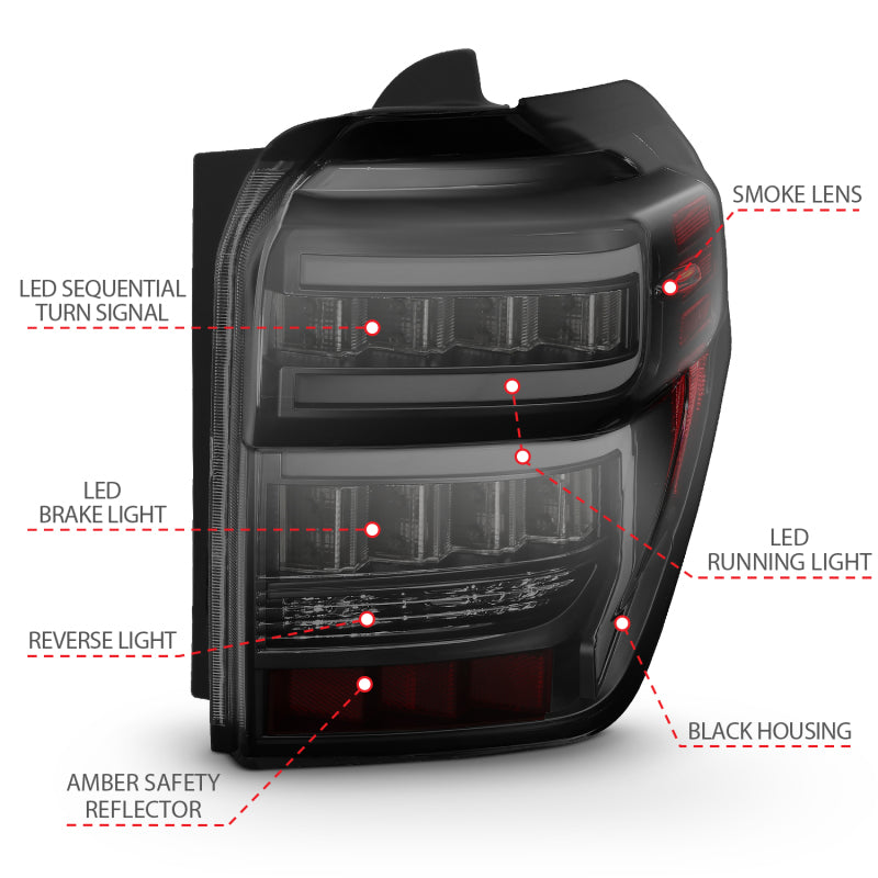 ANZO 2014-2020 Toyota 4Runner T.L Black Housing Smoke Lens Red Light Bar W/Sequential-SR1 Performance