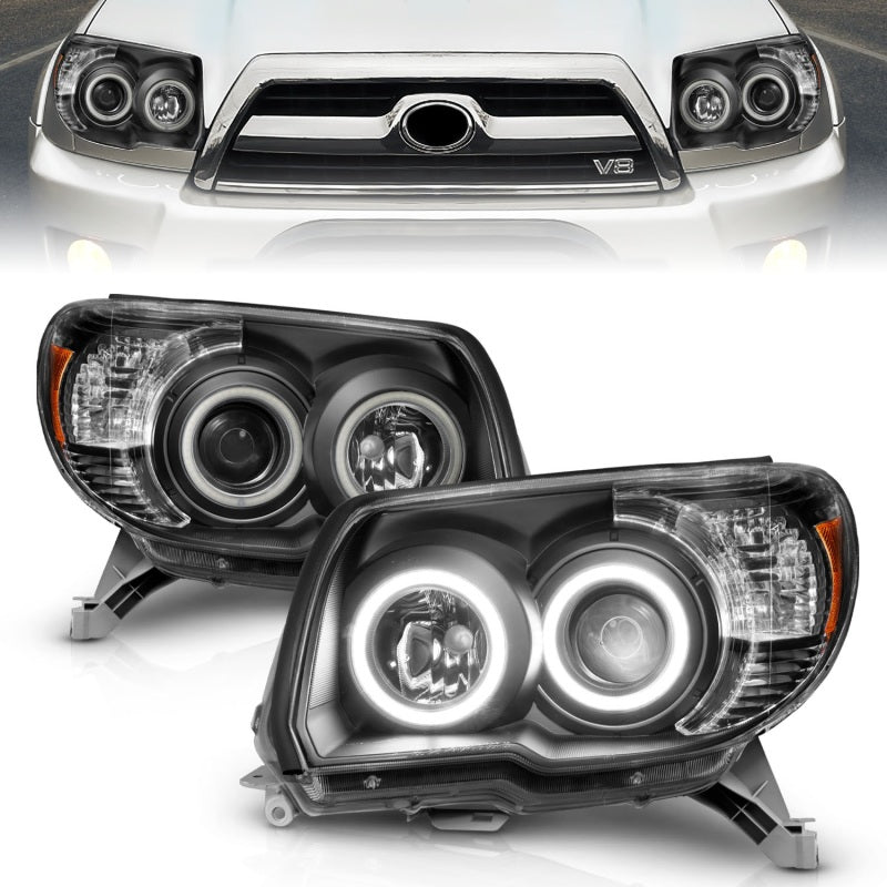 ANZO 2006-2009 Toyota 4Runner Projector Headlights w/ Halo Black-SR1 Performance