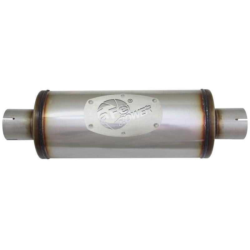 aFe MACH Force-Xp 409 SS Muffler 2-1/2in Center/Center 14in L X 6in Dia - Round Body-SR1 Performance