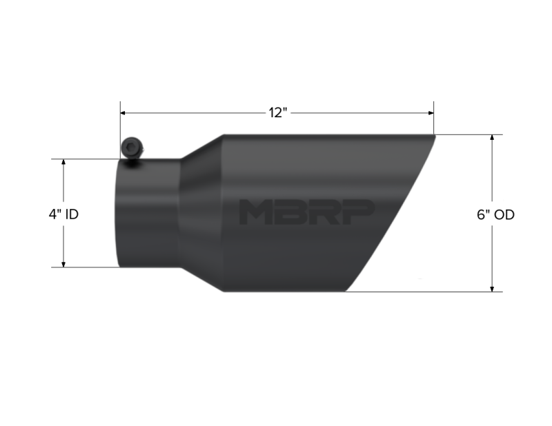 MBRP Universal Tip 6 O.D. Dual Wall Angled 4 inlet 12 length - Black Finish-SR1 Performance