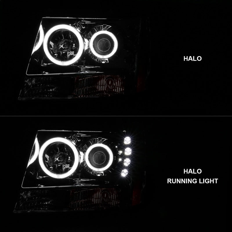 ANZO 2007-2013 Chevrolet Avalanche Projector Headlights w/ Halo Chrome-SR1 Performance
